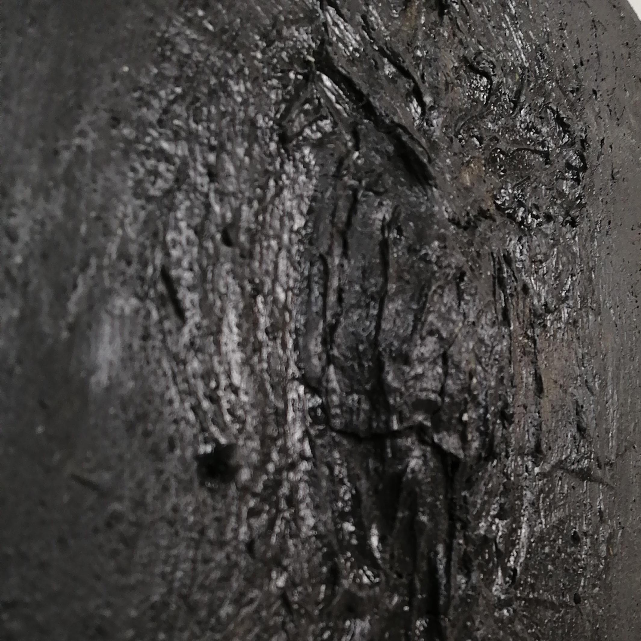 A mixed media on canvas black painting with texture by Mexican artist Beatriz Zamora. The painting is signed, numbered and dated 1990 on the back.

Beatriz Zamora (1935) is a Mexican painter from the Rupture Generation (Generación de la Ruptura).
