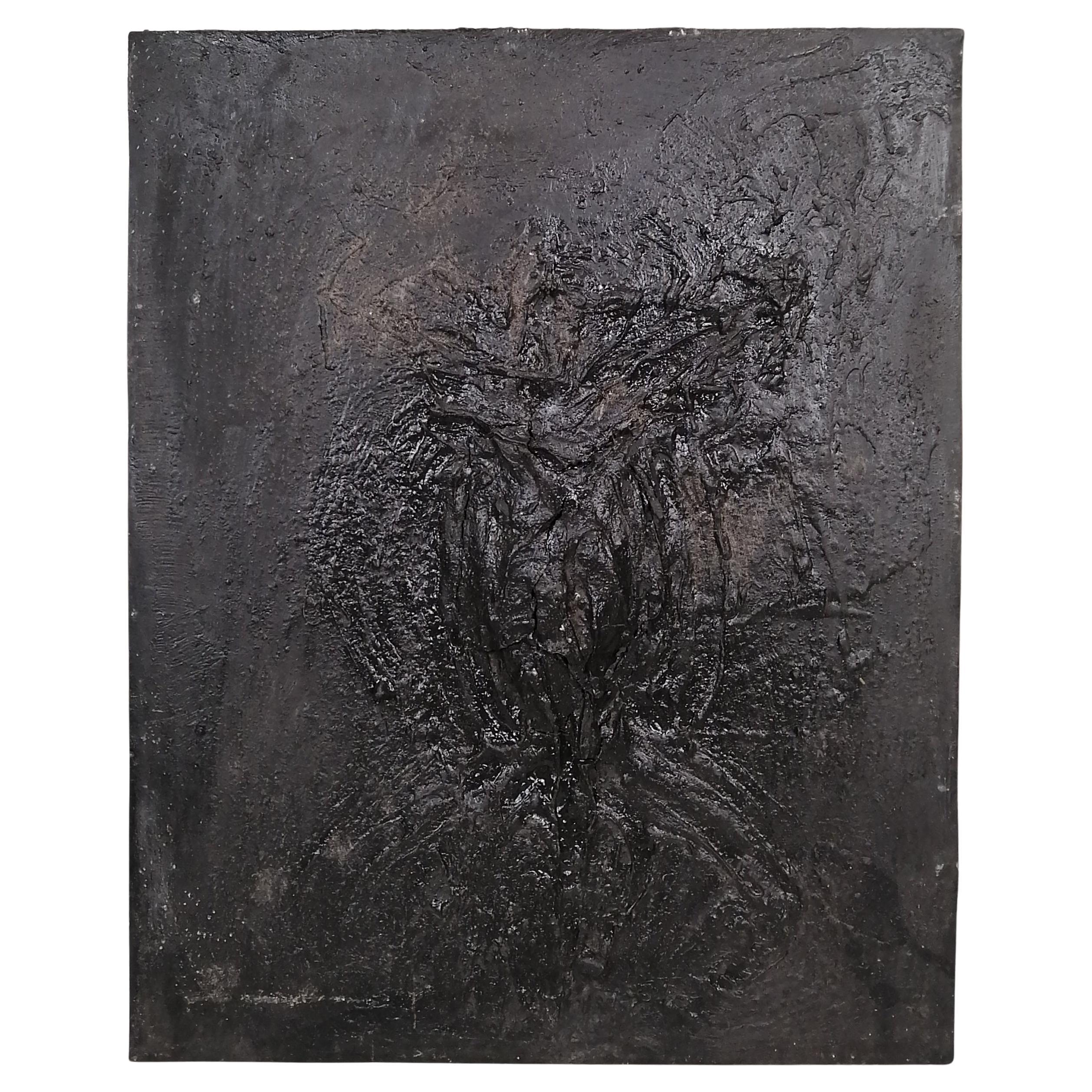 Beatriz Zamora "El Negro 1117" Mixed Media On Canvas Black Painting For Sale