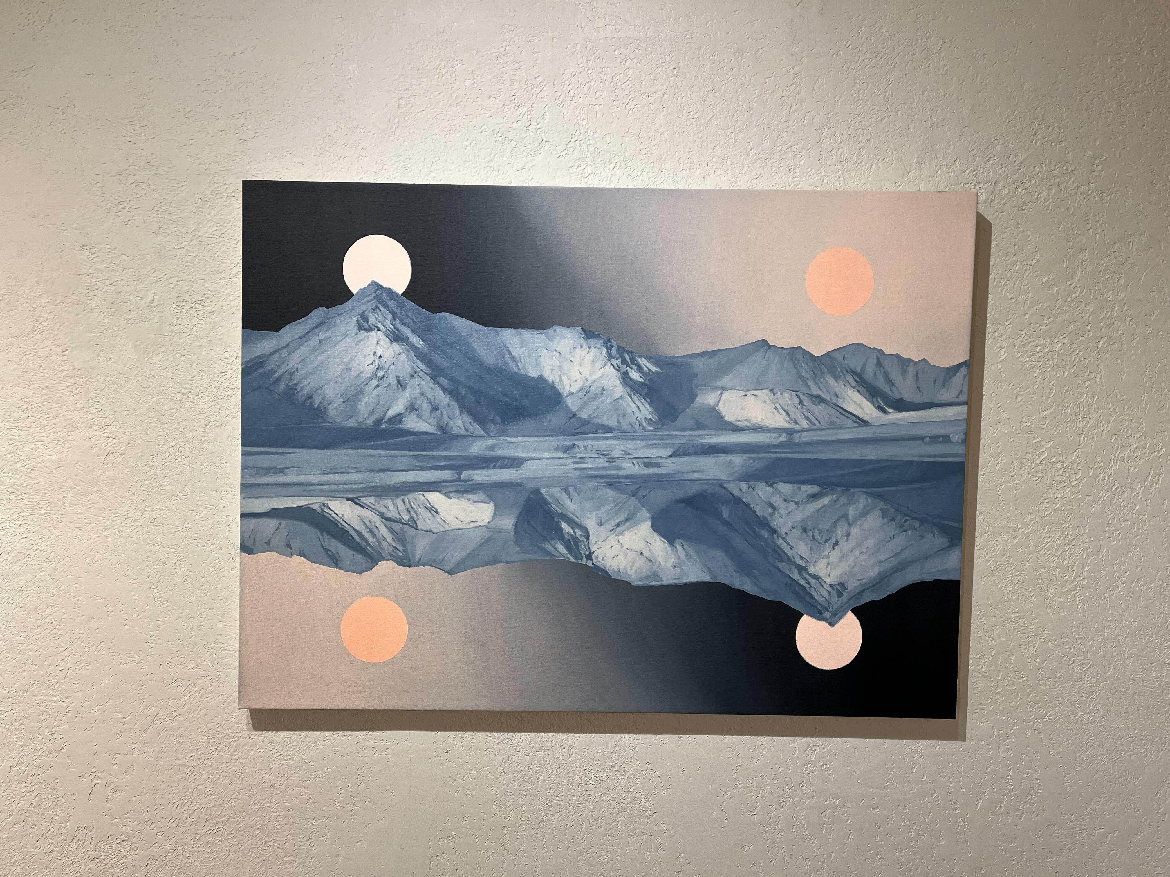 Sorgere e tramontare, Sorgere e tramontare - Landscape Painting Grigio di Beau Carey