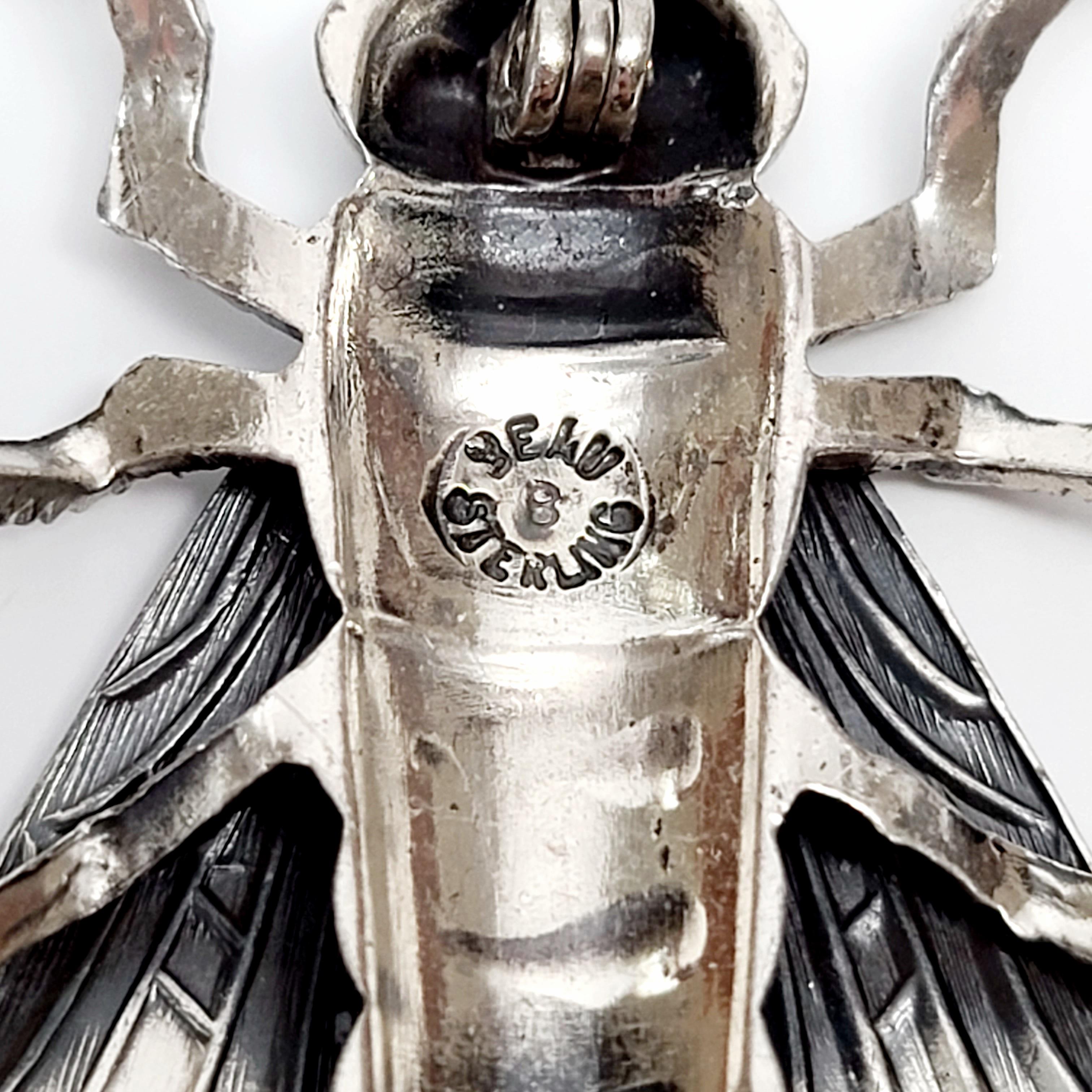Beau Sterling Silver Large Fly Pin In Good Condition In Washington Depot, CT