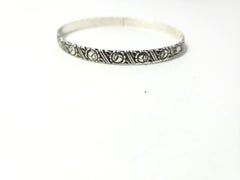 Beau Sterling Silver Rose Flower Bangle Bracelet