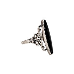 Beau Sterling Silver Sawtooth Bezel Set Onyx Ring Size 8.75  #14200