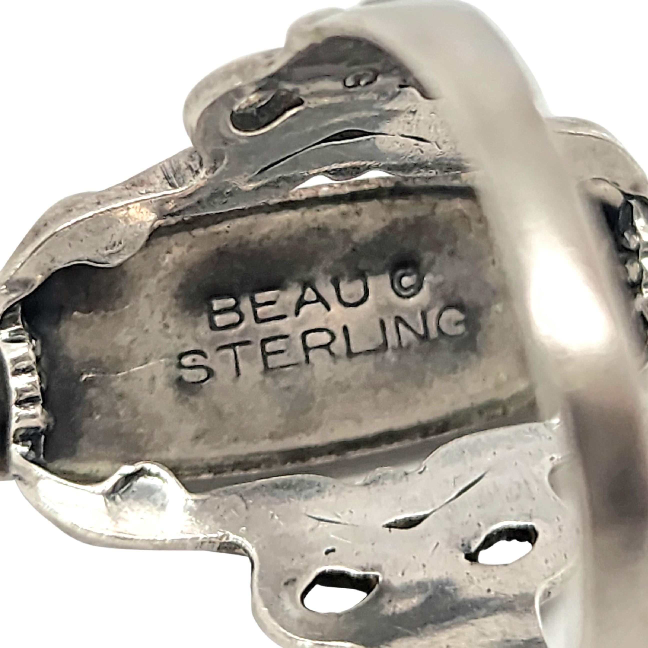 Beau Sterling Silver Sawtooth Bezel Set Onyx Ring Size 8.75  #14200 1