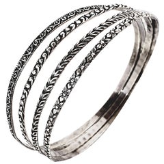 Beau Sterling Silver Set of 4 Bangle Bracelets