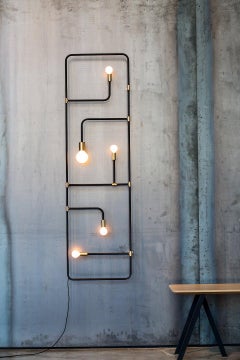 Beaubien Minimal Ceiling Floor & Wall Light Fixture Lambert & Fils Steel Brass
