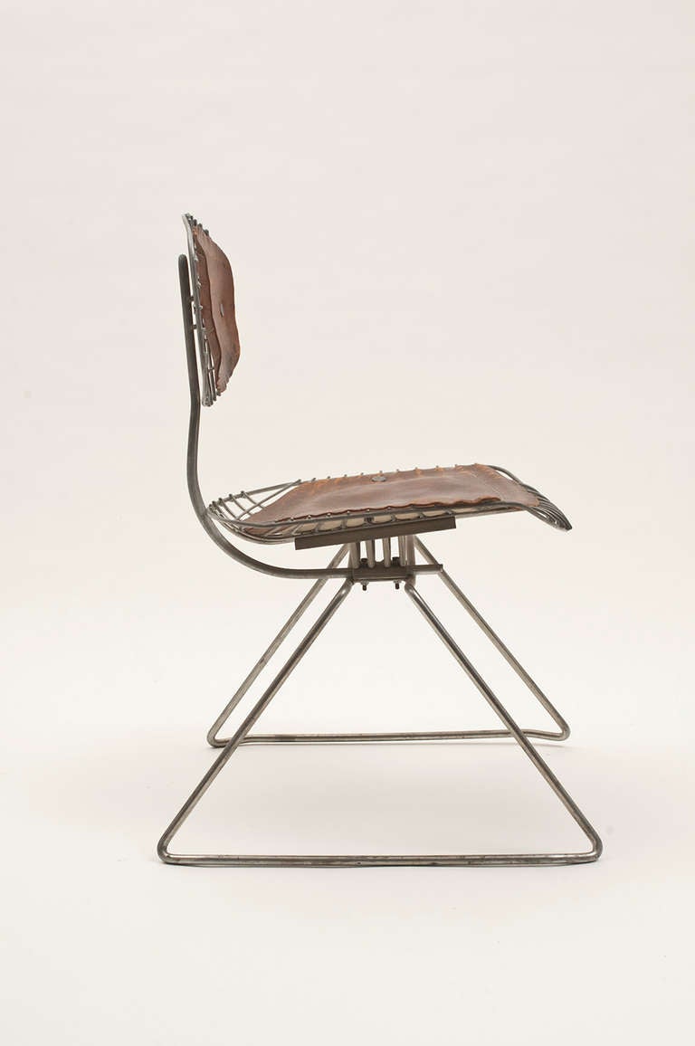 French Beaubourg Chair in Steel and Leather by Michel Cadestin and Georges Laurent For Sale