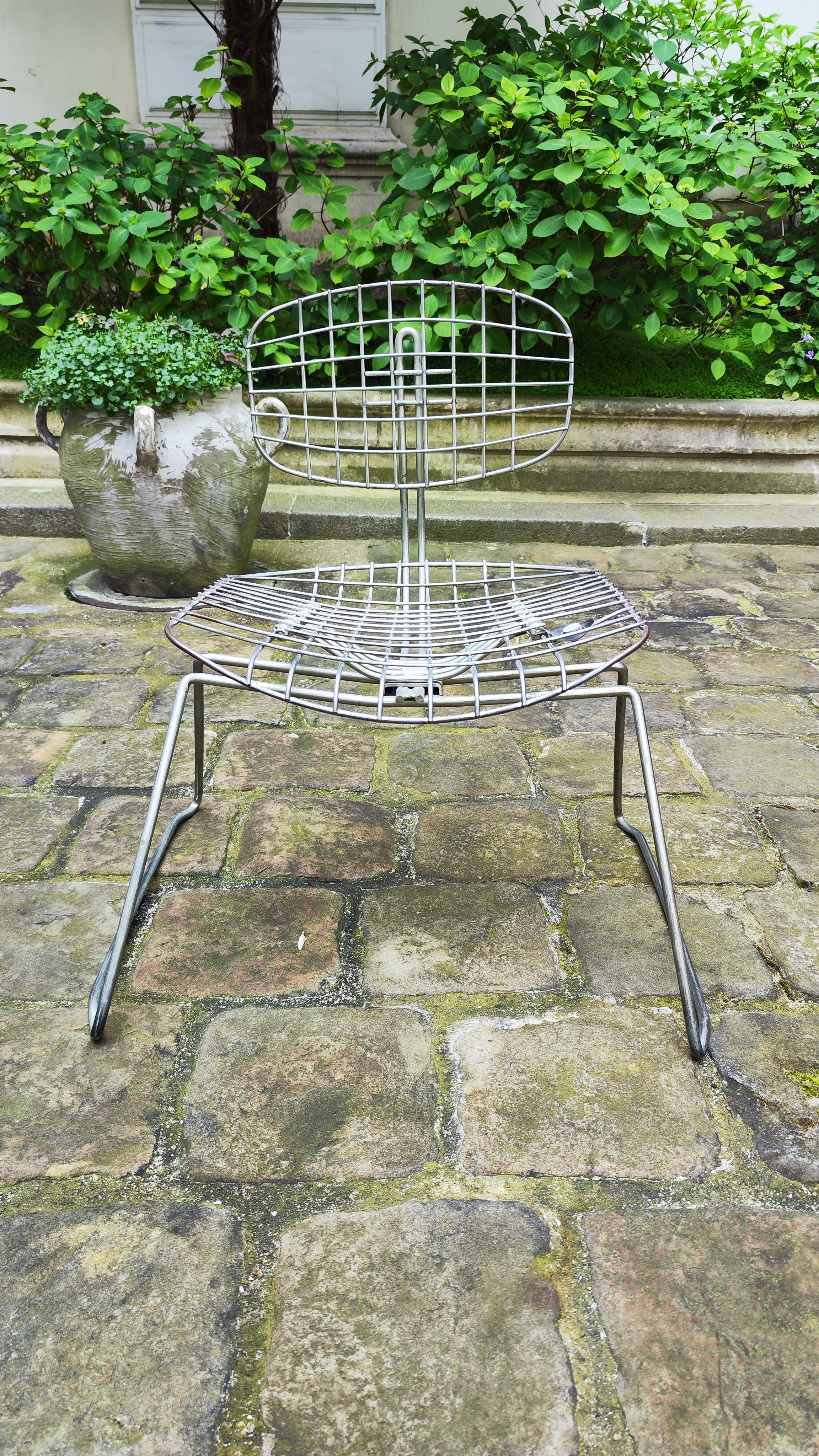 French Beaubourg Chair in Steel and Fabric by Michel Cadestin and Georges Laurent For Sale