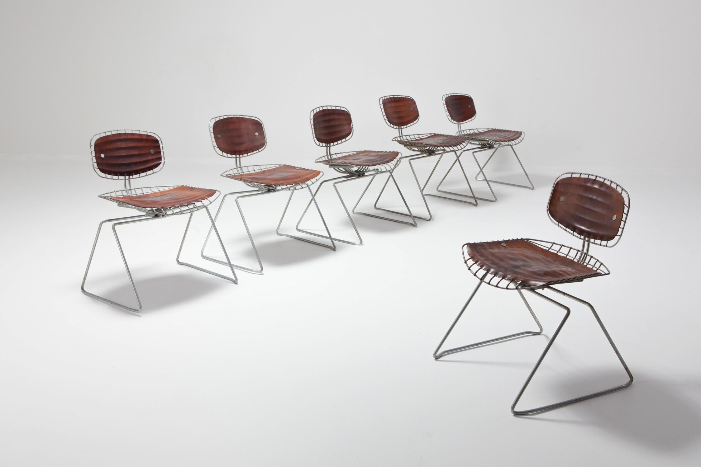 Mid-Century Modern Beaubourg Wire Chairs by Michel Cadestin for Centre Pompidou Set of Six
