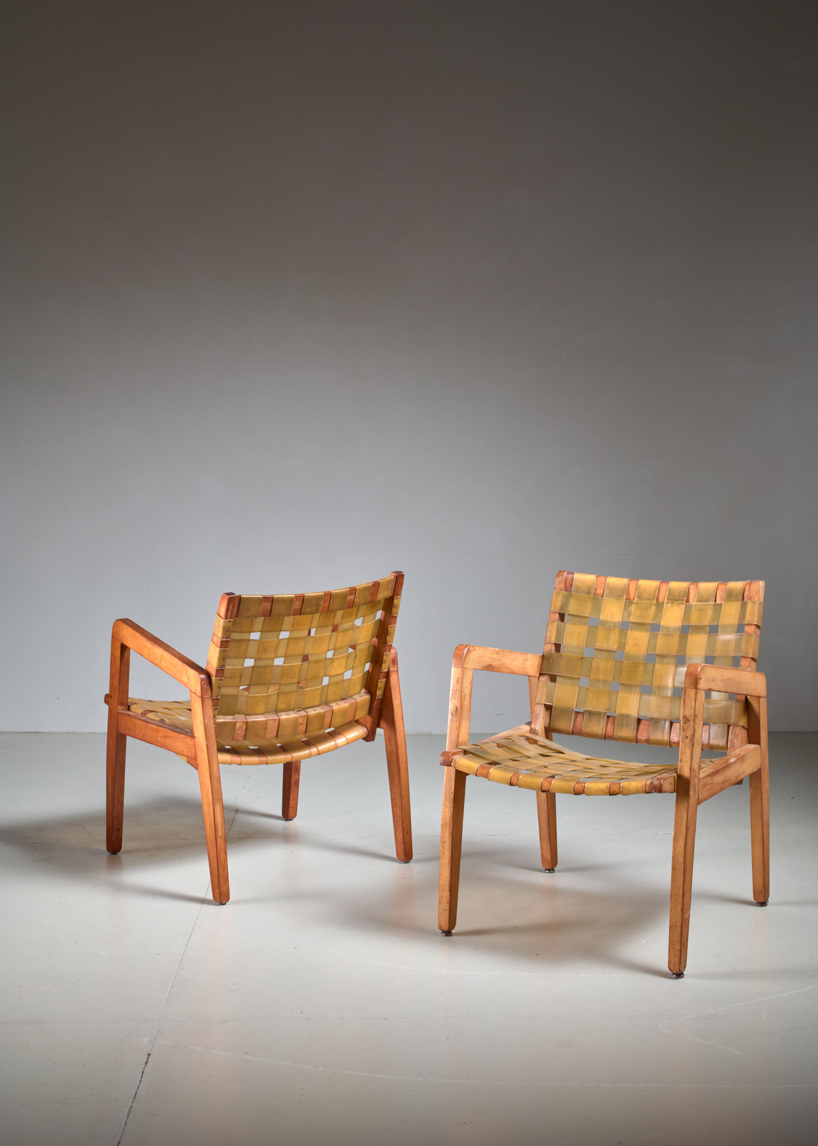 Mid-Century Modern Beauchemin Brothers Pair of Webbed Armchairs, USA, 1950s For Sale