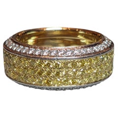 Beaudry Yellow and White Diamond Eternity Band in Platinum & 18k Yellow Gold