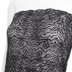 BEAUFILLE Anise black sheer stretch nylon lace knit strapless long dress M