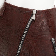 BEAUFILLE brown coated scaled cotton silver asymmetric zip midi skirt US0 XS