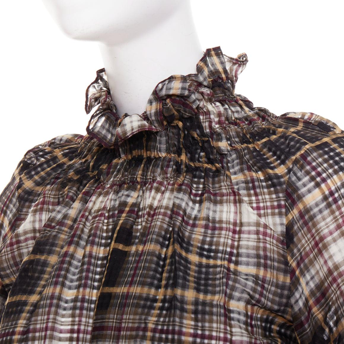 BEAUFILLE vestido campesino de algodón y seda marrón a cuadros con cuello fruncido y mangas US0 S
Referencia: AAWC/A01528
Marca: Beaufille
Material: Algodón, seda
Color: marrón, blanco
Patrón: A cuadros
Cierre: Elástico
Detalles adicionales: Vestido