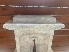 Beaulieu Hand-Carved Limestone Wall Fountain, Iron Spout
