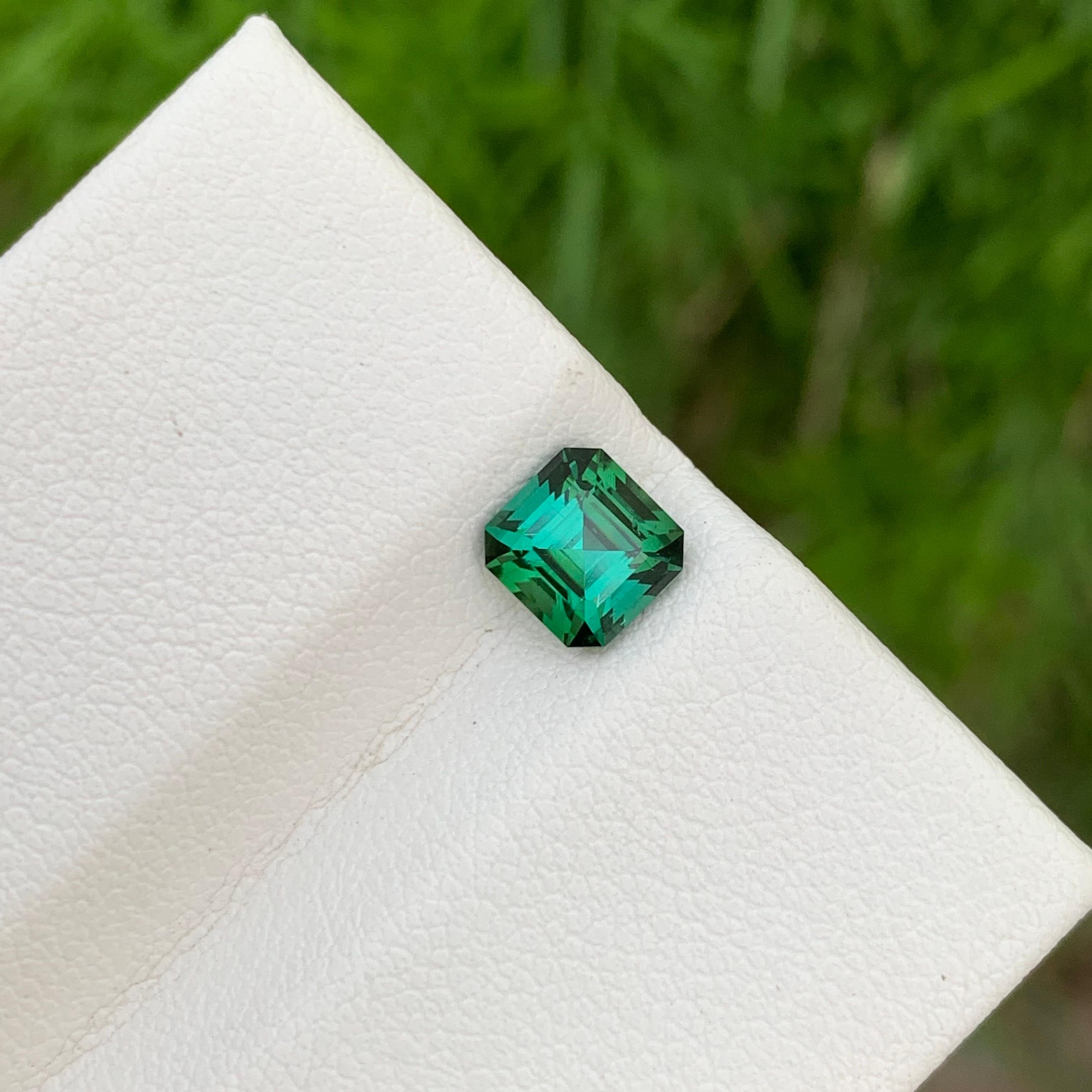 Beauteous 1.10 Carats Loose Blueish Green Tourmaline Asscher Cut Ring Gemstone  For Sale 7