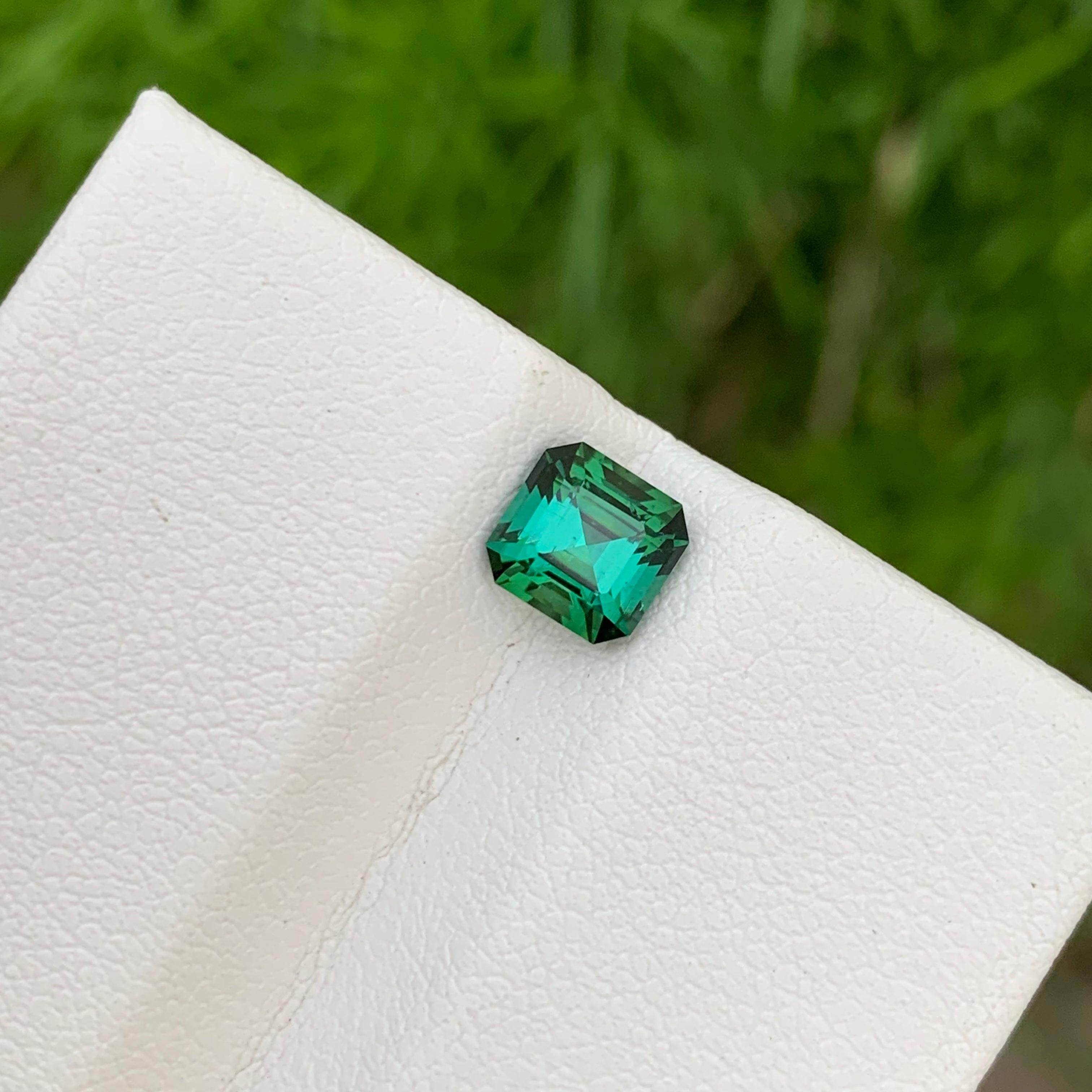 Beauteous 1.10 Carats Loose Blueish Green Tourmaline Asscher Cut Ring Gemstone  For Sale 10