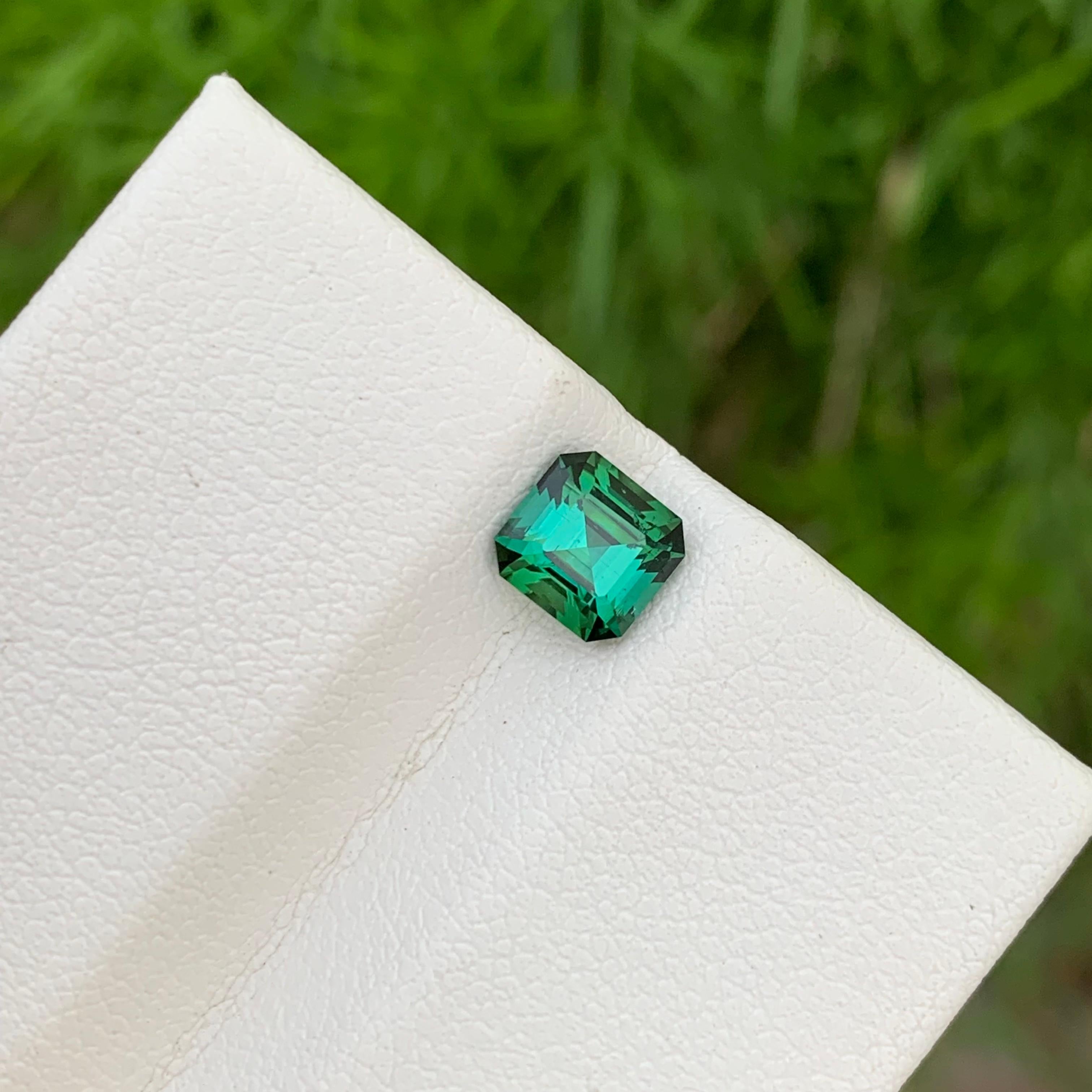 Beauteous 1.10 Carats Loose Blueish Green Tourmaline Asscher Cut Ring Gemstone  For Sale 11