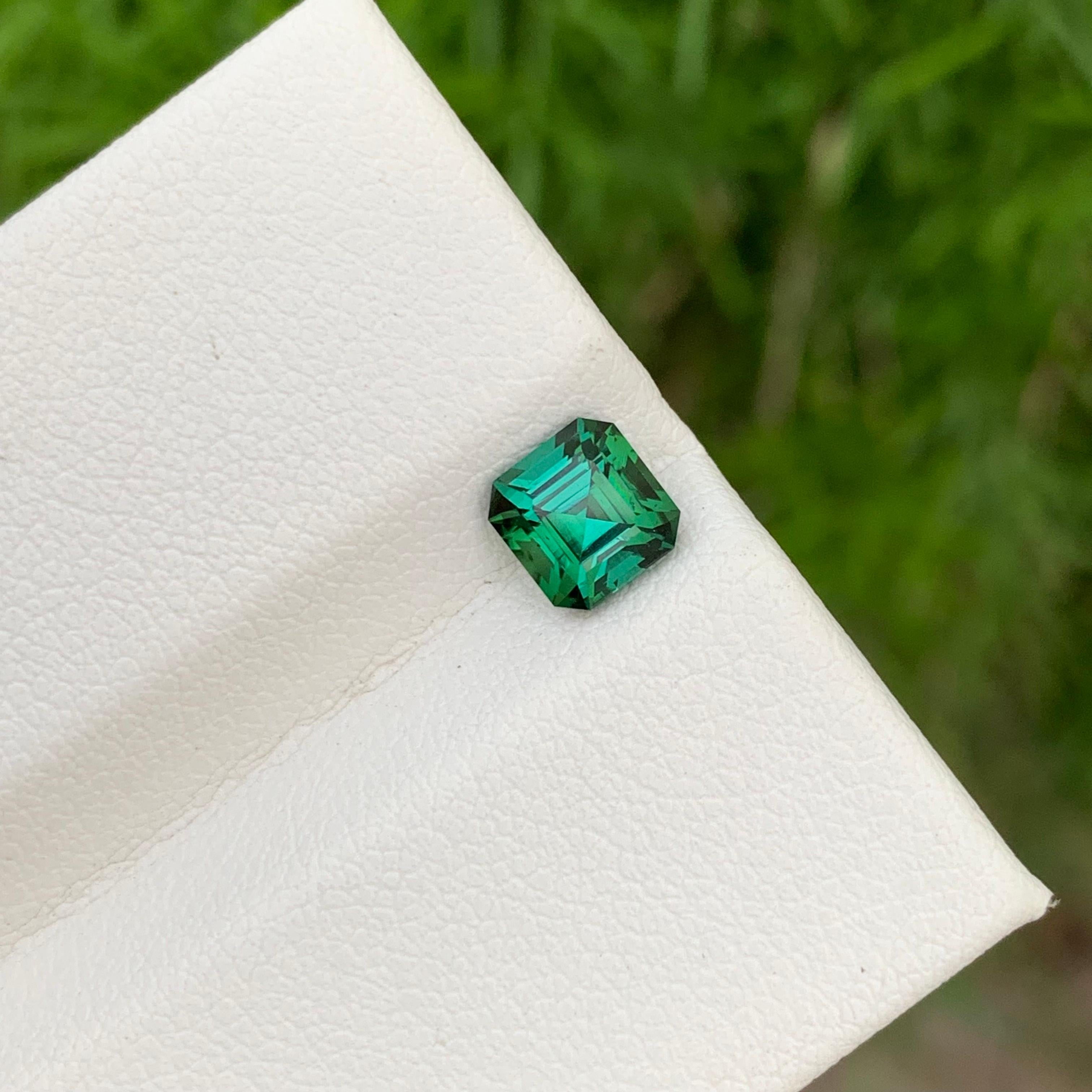 Beauteous 1.10 Carats Loose Blueish Green Tourmaline Asscher Cut Ring Gemstone  For Sale 13