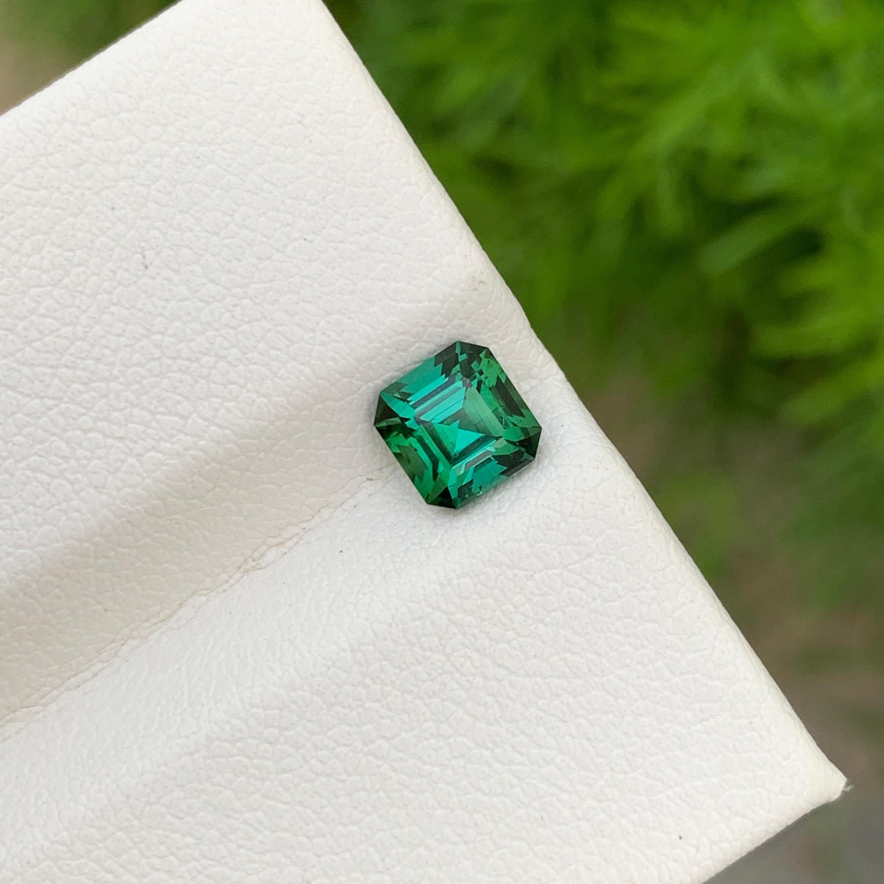Women's or Men's Beauteous 1.10 Carats Loose Blueish Green Tourmaline Asscher Cut Ring Gemstone  For Sale