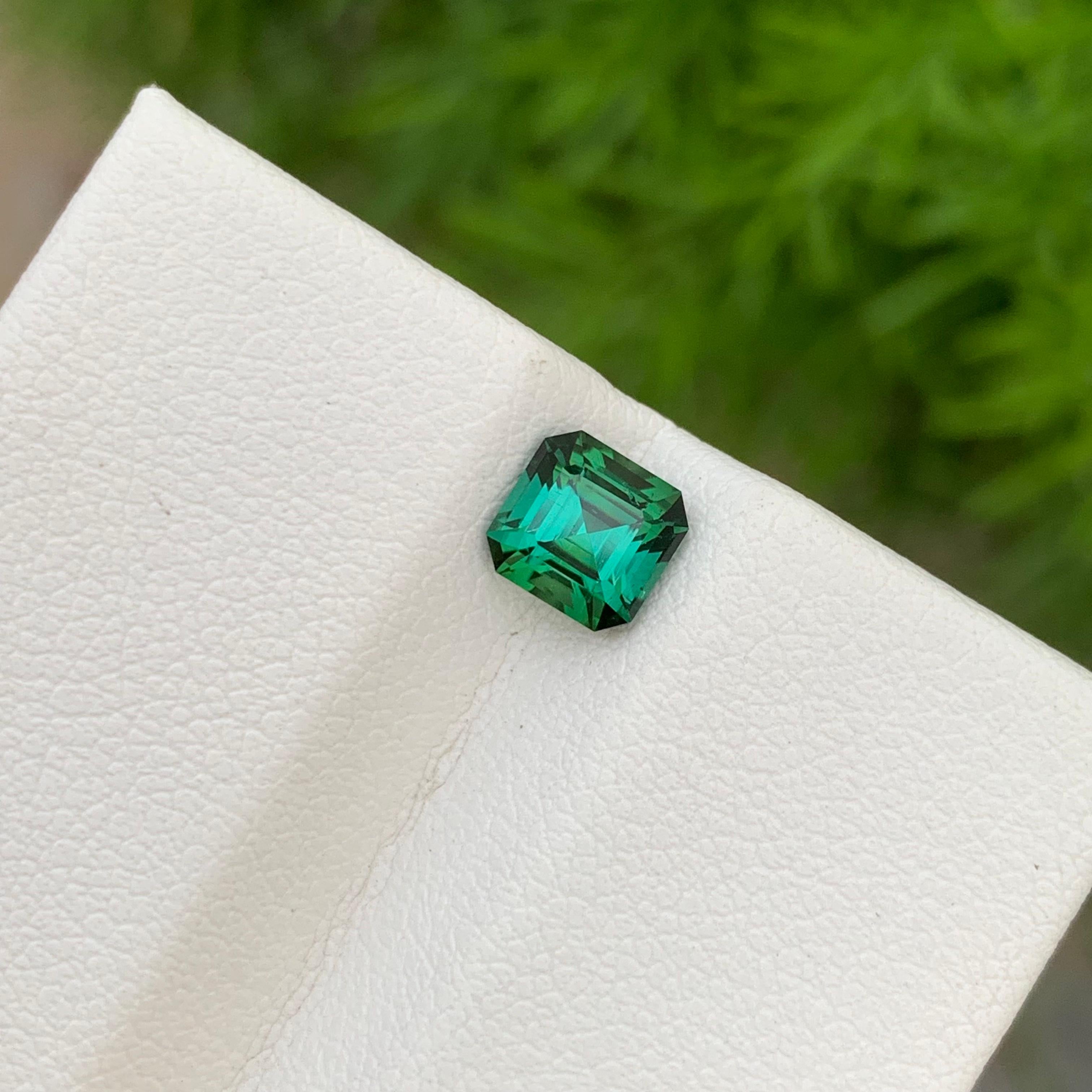 Beauteous 1.10 Carats Loose Blueish Green Tourmaline Asscher Cut Ring Gemstone  For Sale 4
