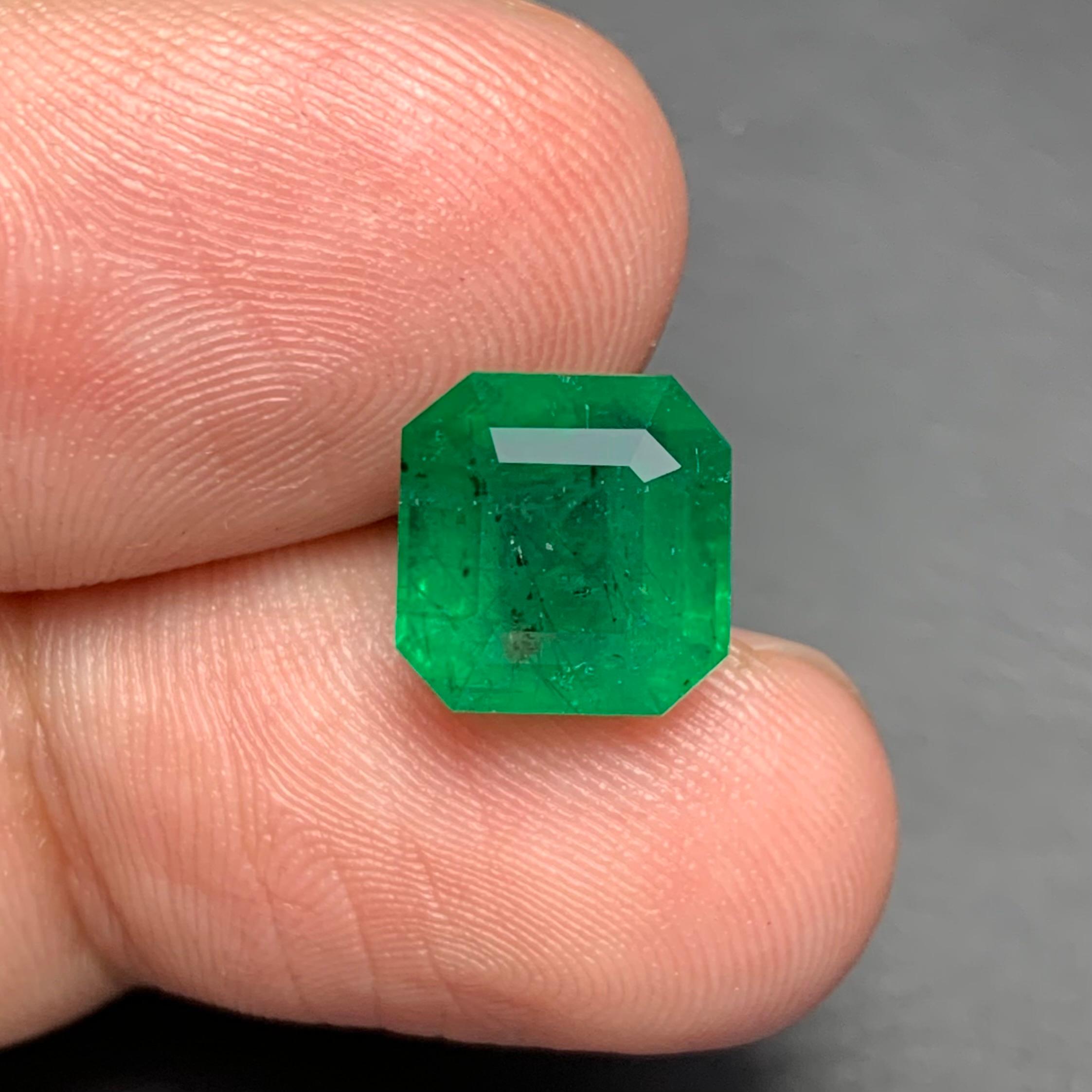 Beauteous 4.10 Carats Natural Green Loose Emerald Zambia Mine Ring Jewellery  For Sale 5