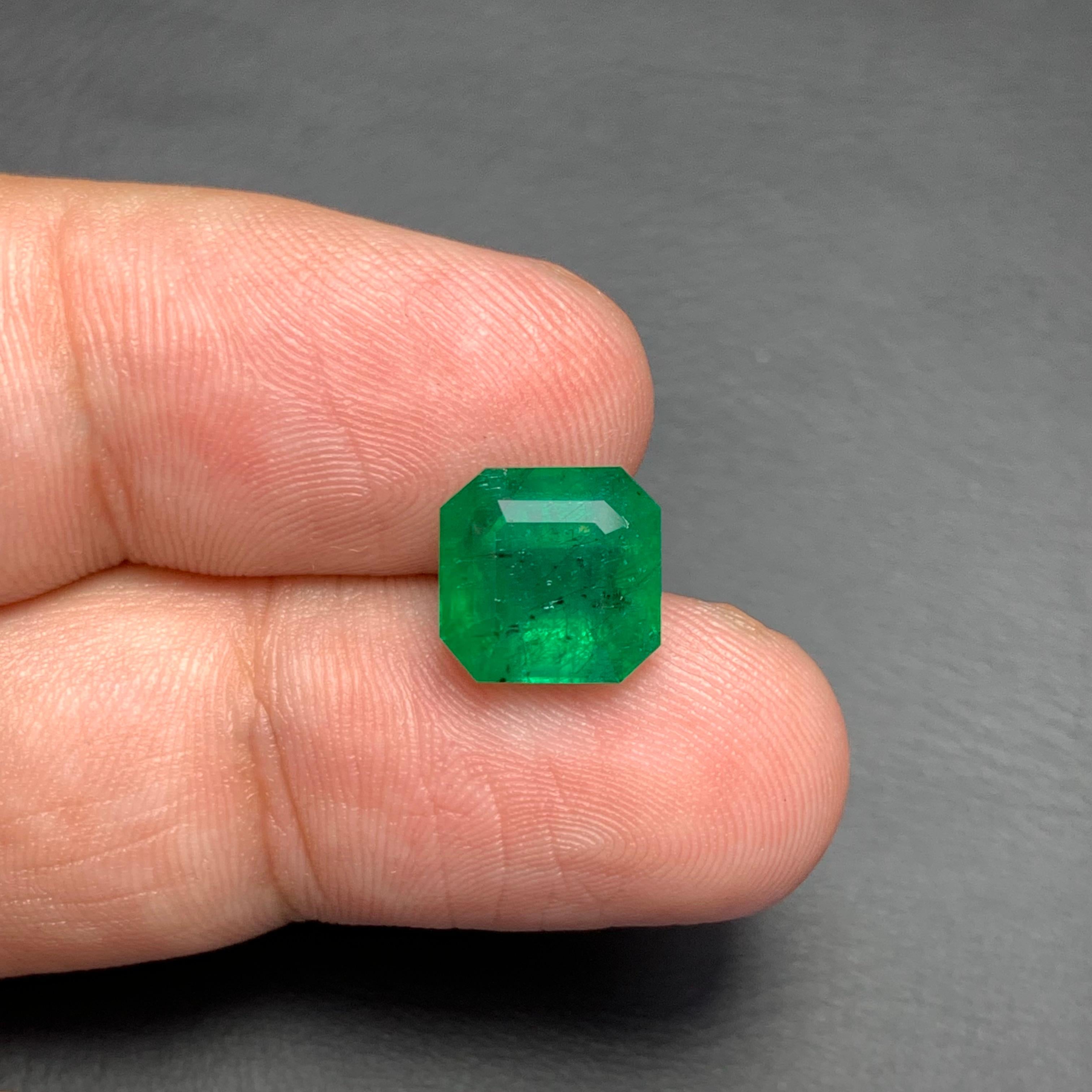 Beauteous 4.10 Carats Natural Green Loose Emerald Zambia Mine Ring Jewellery  For Sale 7