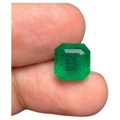 Retro Beauteous 4.10 Carats Natural Green Loose Emerald Zambia Mine Ring Jewellery 
