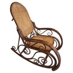 Beautfully Made Rattan and Double Caned Rocking Chair