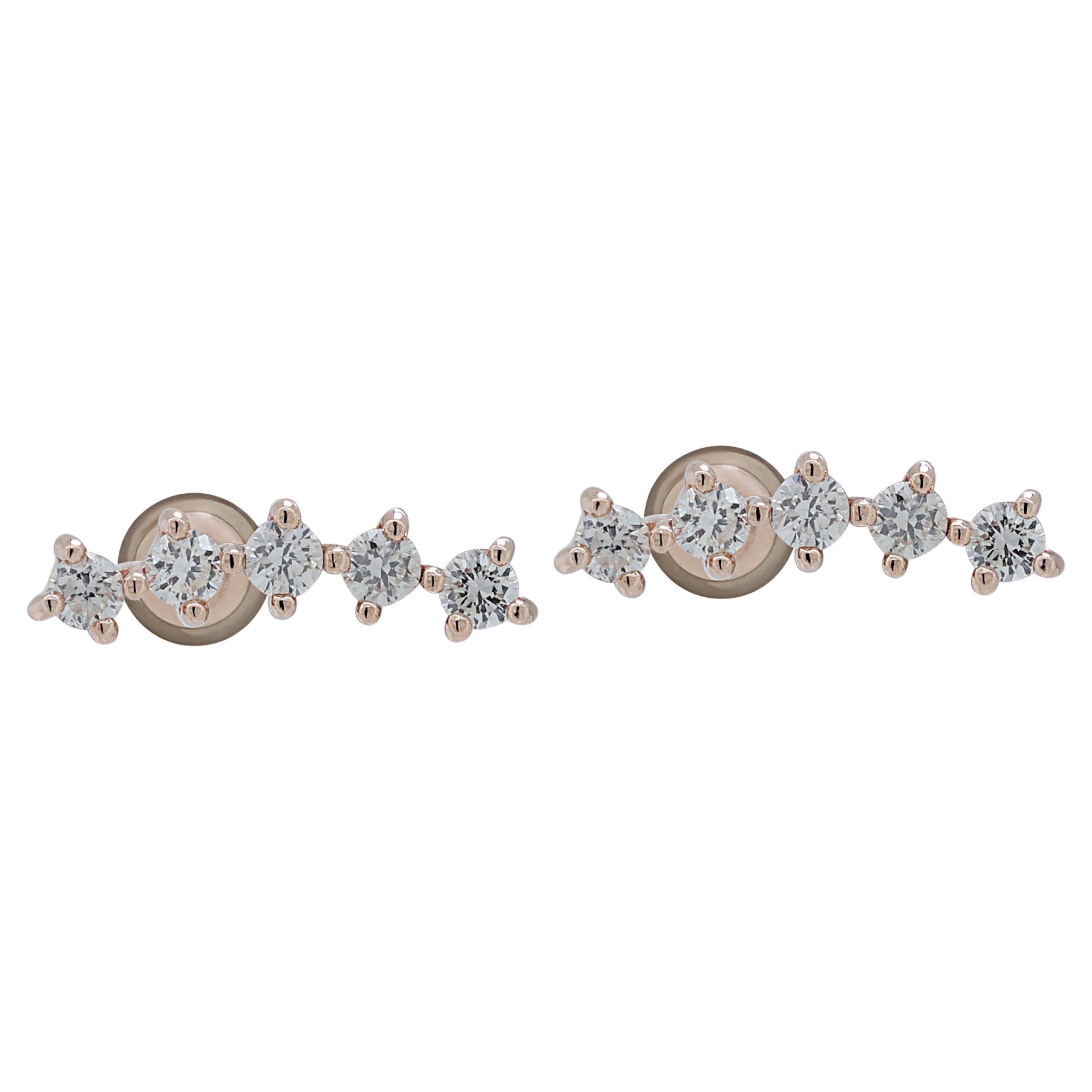 Beautiful 0.10ct Diamonds Stud Earrings in 18K Rose Gold For Sale