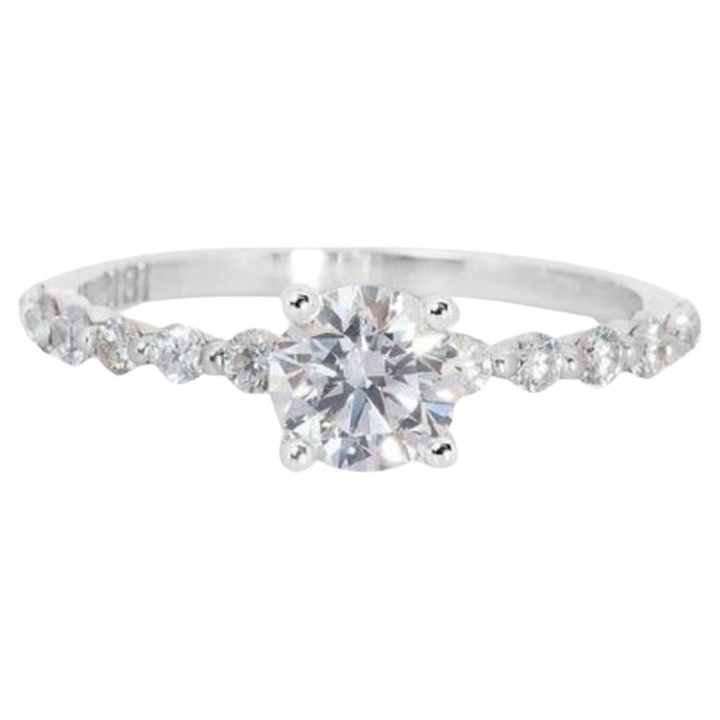Beautiful 0.24ct Round Brilliant Diamond Ring in 18K White Gold For Sale
