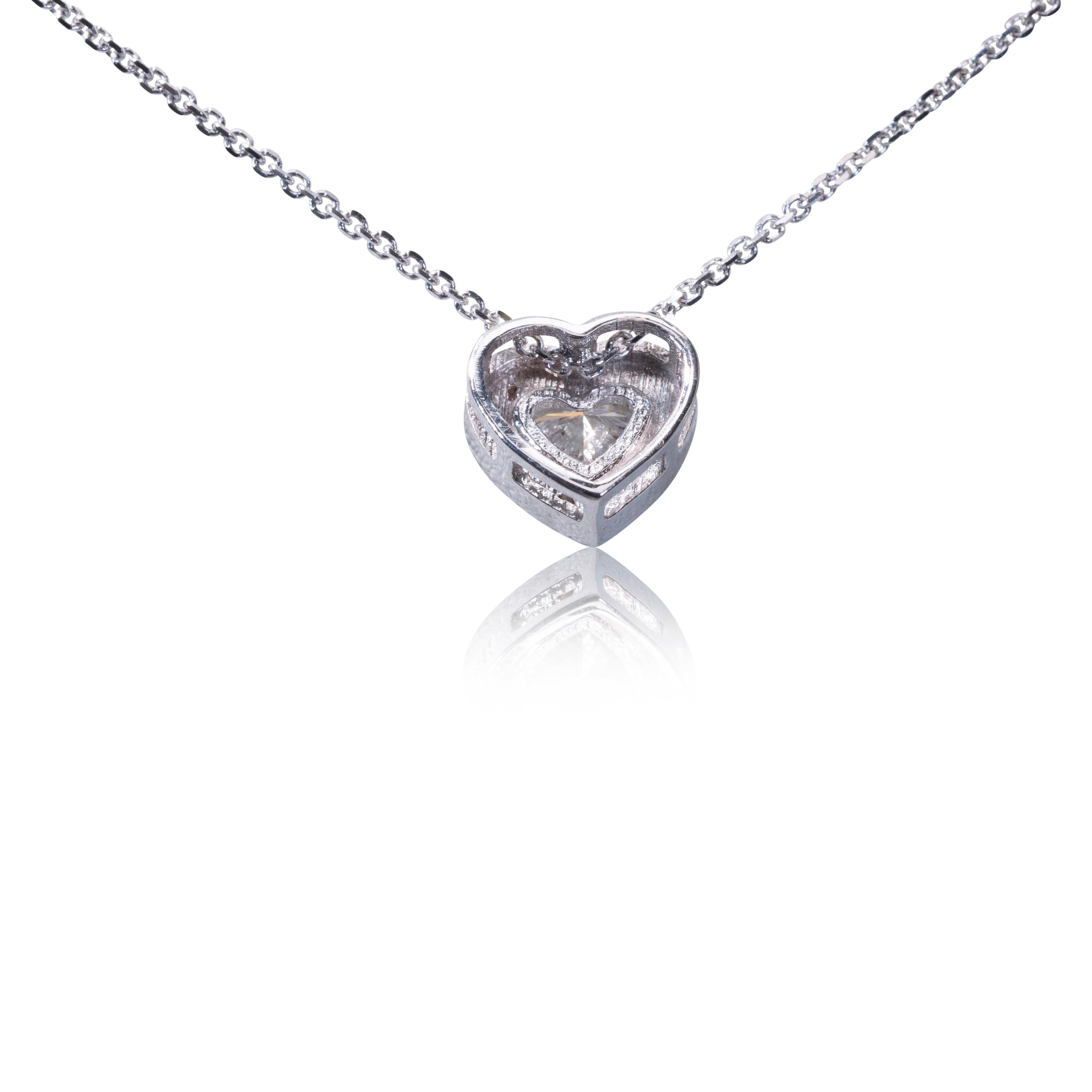 Women's Beautiful 0.35 Carat Natural Diamonds Heart Halo Pendant with Chain, GIA Cert