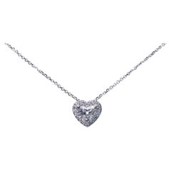 Beautiful 0.35 Carat Natural Diamonds Heart Halo Pendant with Chain, GIA Cert