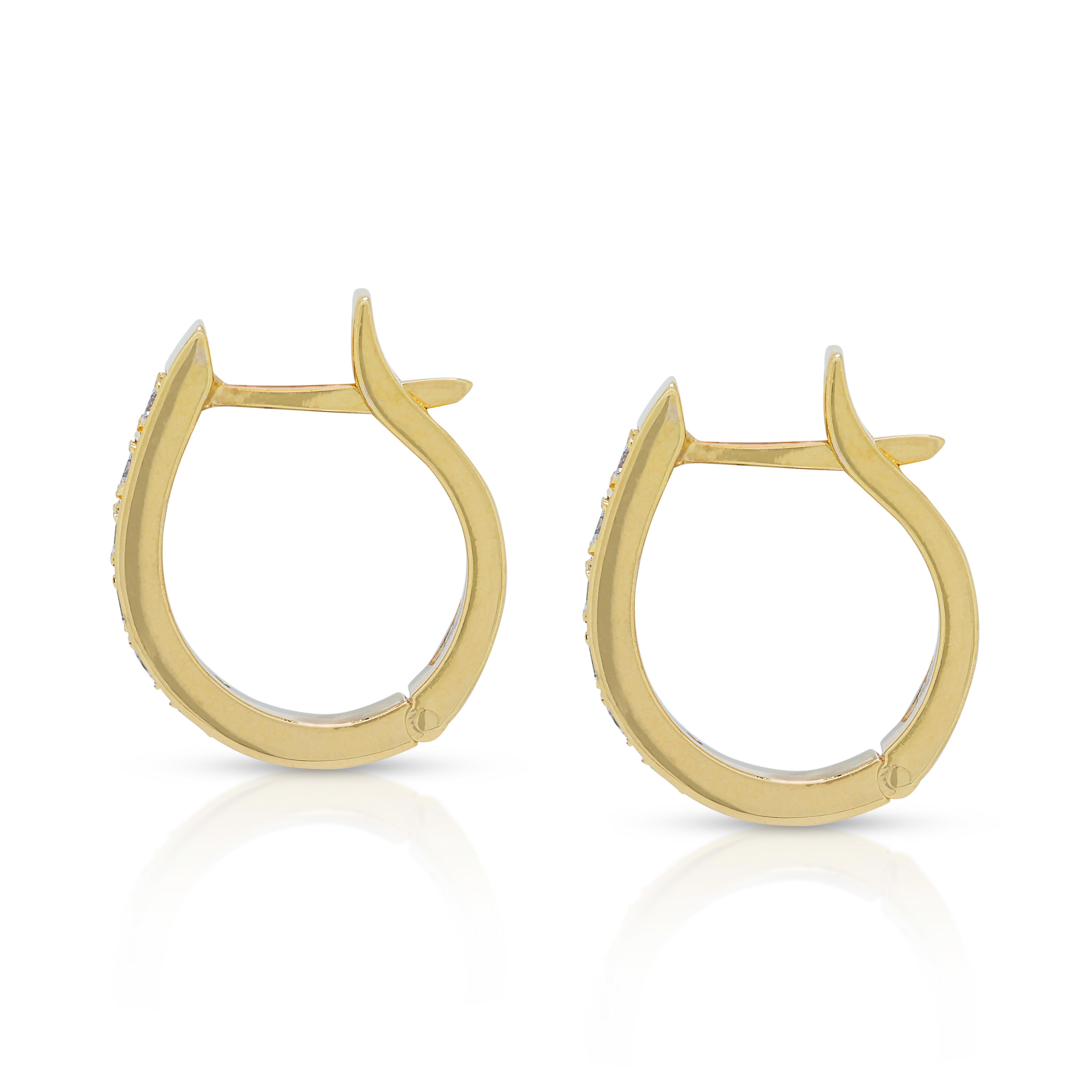 Women's Beautiful 0.36ct Diamonds Hoop Earrings in 18K Yellow Gold For Sale
