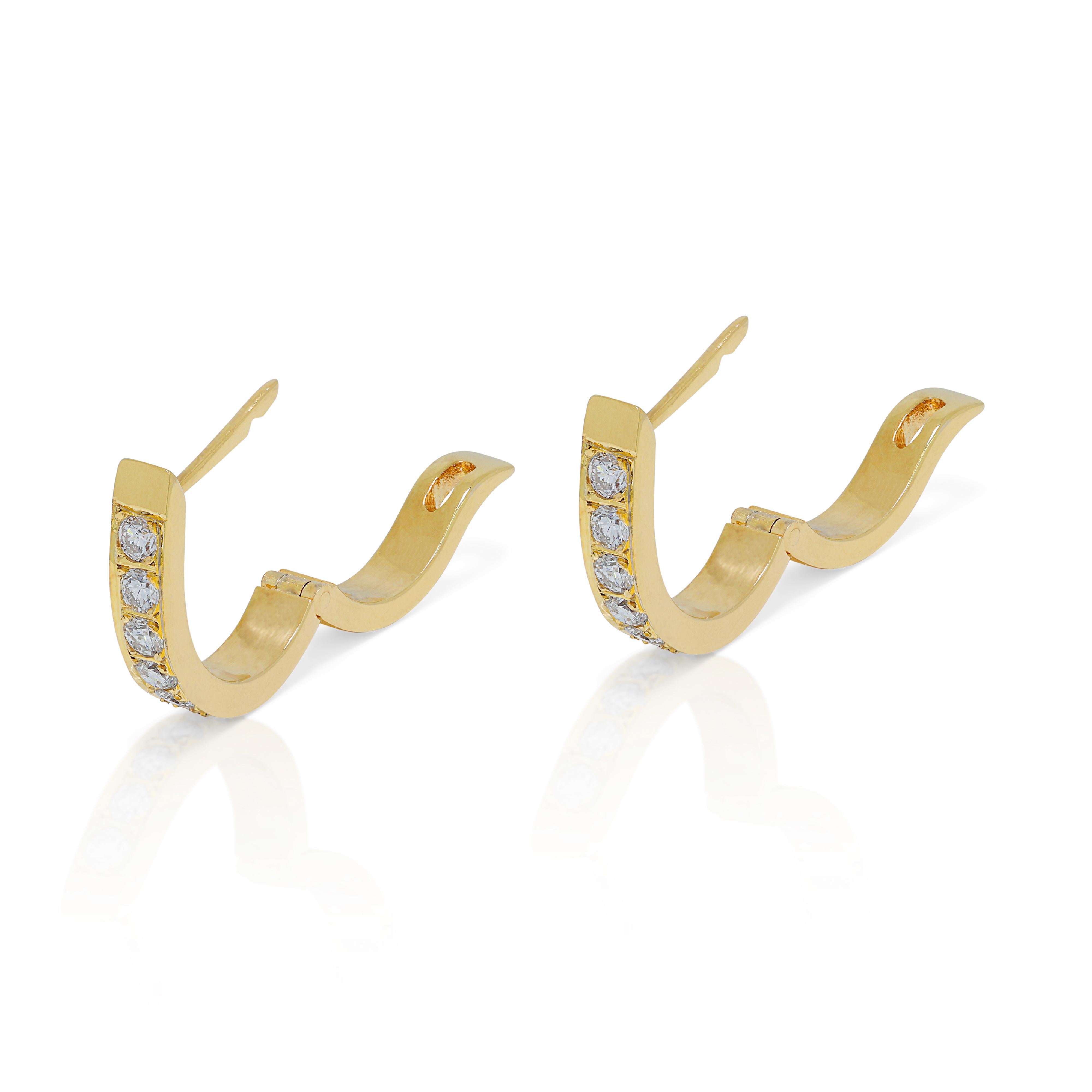 Beautiful 0.36ct Diamonds Hoop Earrings in 18K Yellow Gold For Sale 3