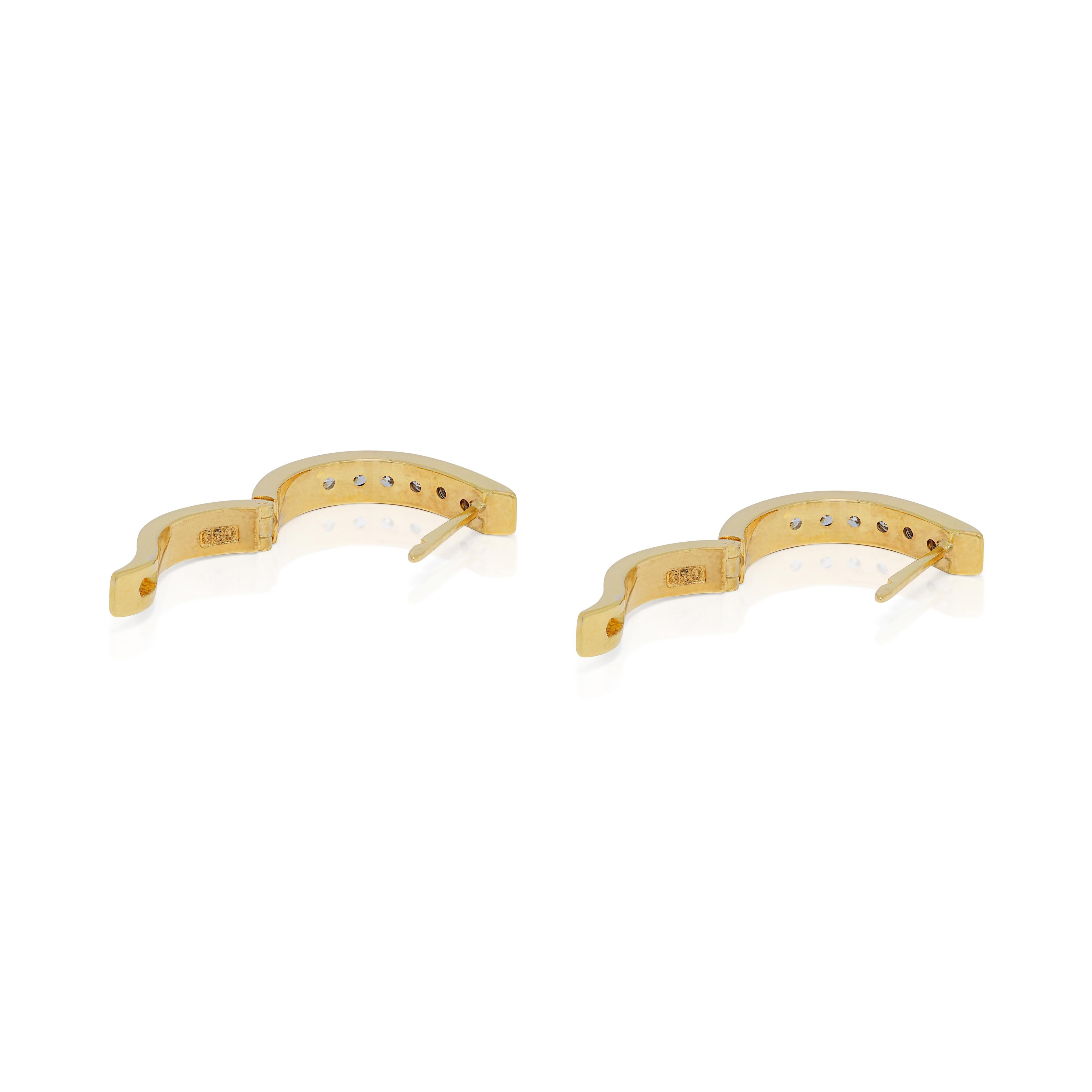 Beautiful 0.36ct Diamonds Hoop Earrings in 18K Yellow Gold For Sale 4