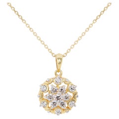Magnifique pendentif en or jaune 18 carats avec diamants de 0,40 carat (chaîne incluse)