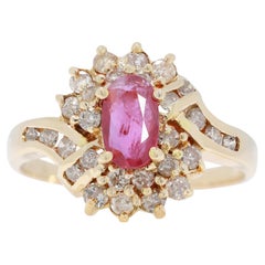 Beautiful 0.48ct Ruby and Natural Diamonds Cluster Ring in 14K Yellow Gold Beautiful 0.48ct Ruby and Natural Diamonds Cluster Ring in 14K Yellow Gold