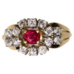Beautiful 0.5 Ct Ruby Ring with 0.84 Ct Diamonds, Set in 18K Yellow Gold