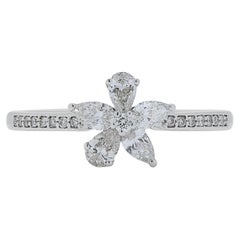 Beautiful 0.58ct Diamonds Pave Ring in 18K White Gold 