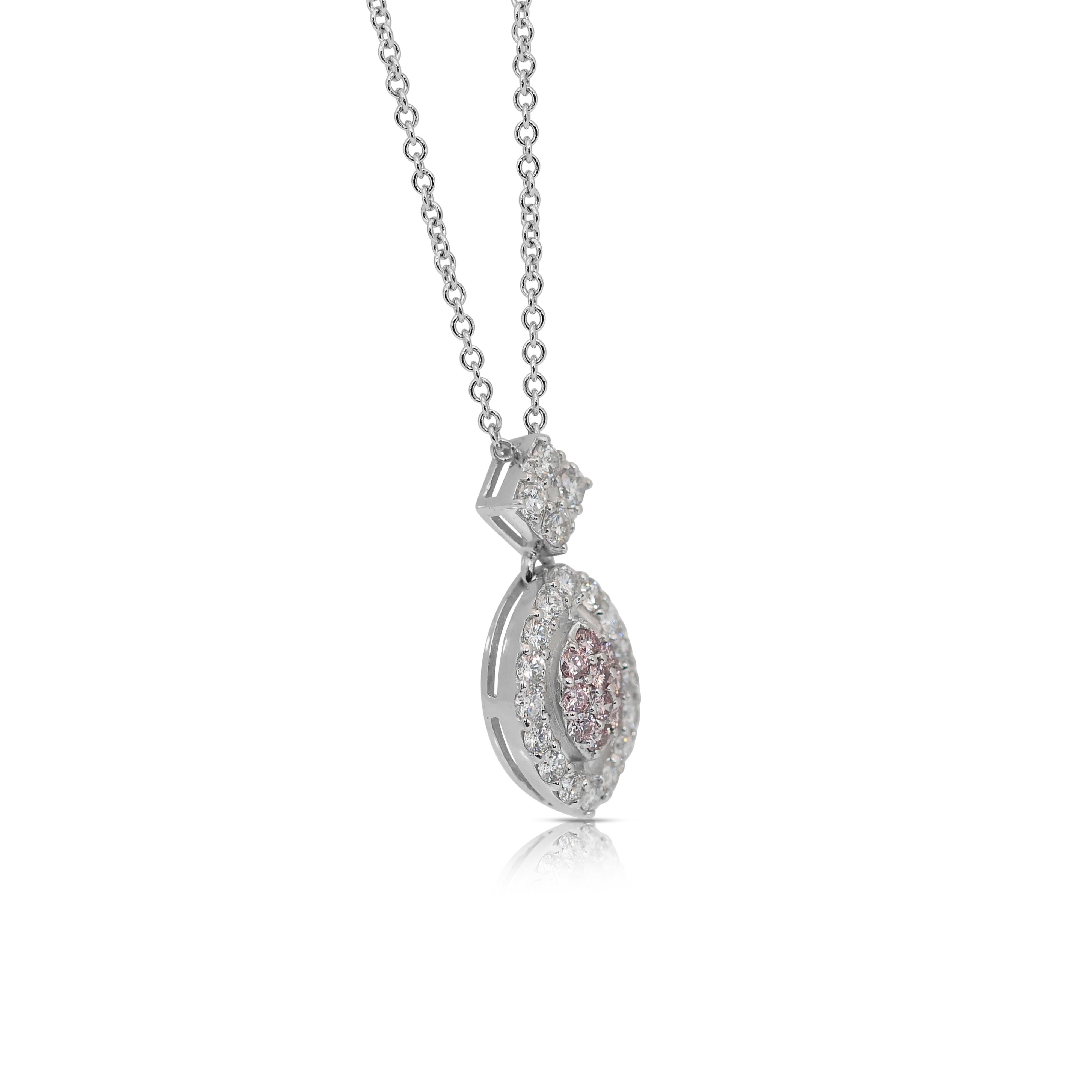 Women's Beautiful 0.59ct Diamonds Fancy-Colored Necklace with Pendant in 18k White Gold For Sale