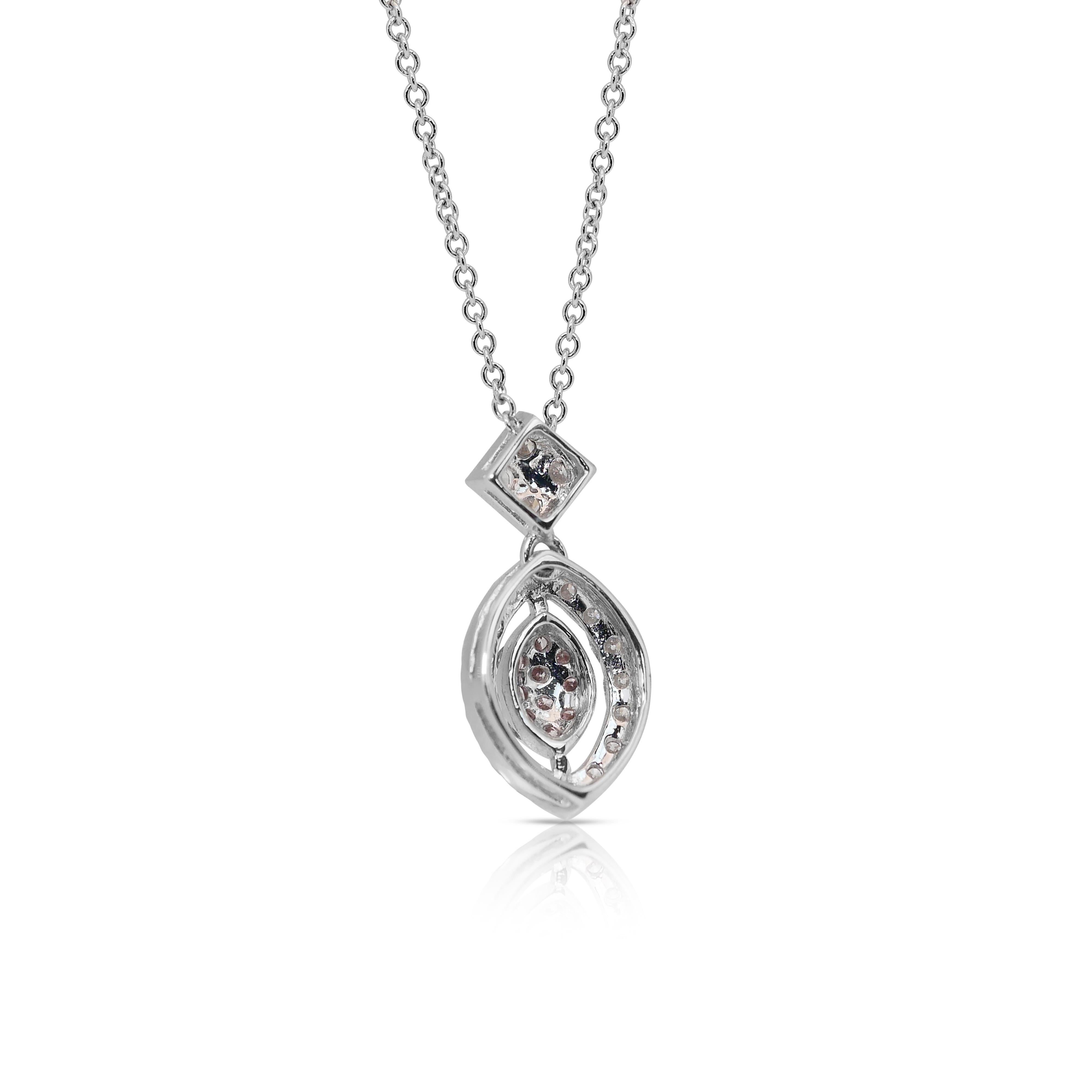 Beautiful 0.59ct Diamonds Fancy-Colored Necklace with Pendant in 18k White Gold For Sale 2
