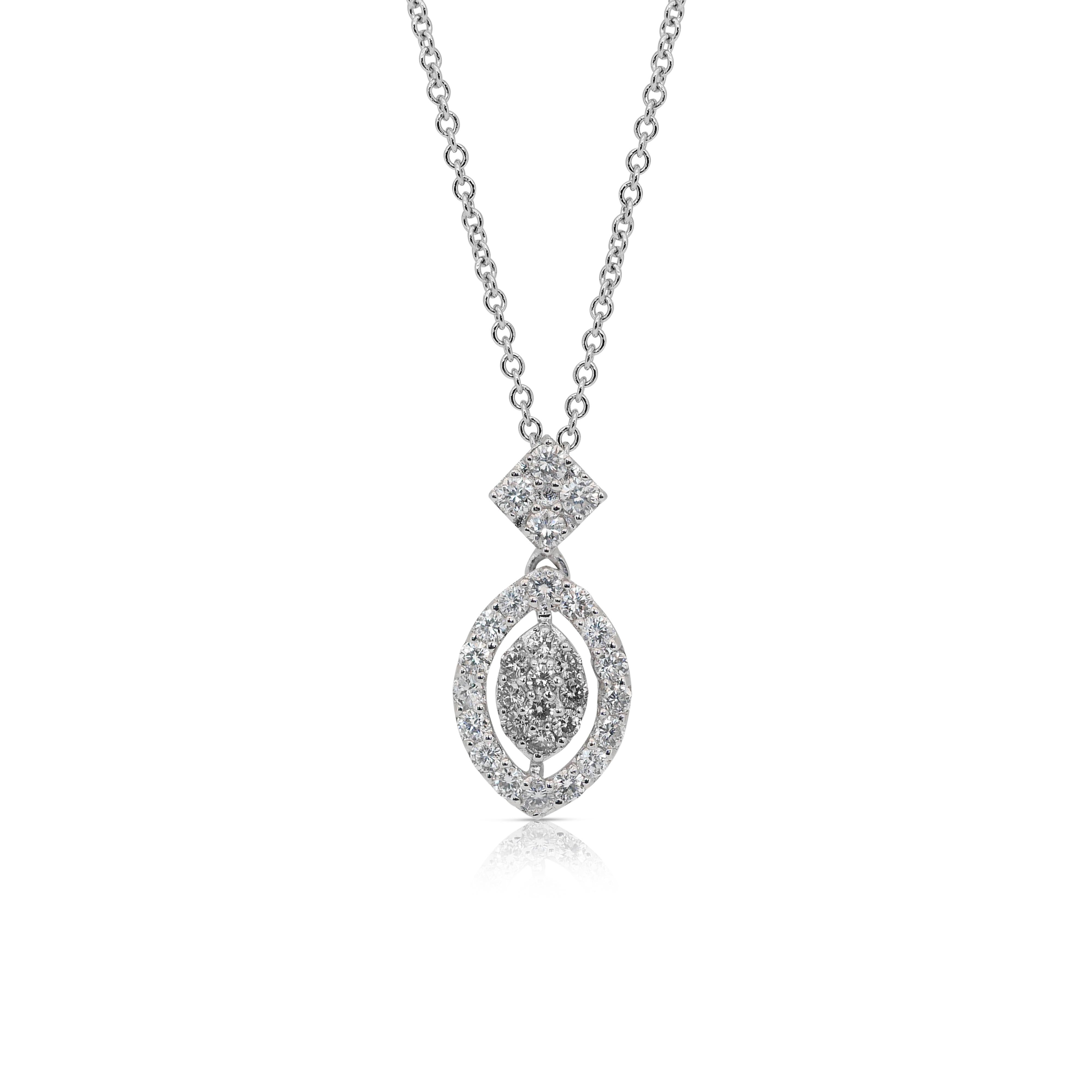 Beautiful 0.59ct Diamonds Fancy-Colored Necklace with Pendant in 18k White Gold For Sale 4