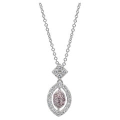 Beautiful 0.59ct Diamonds Fancy-Colored Necklace with Pendant in 18k White Gold