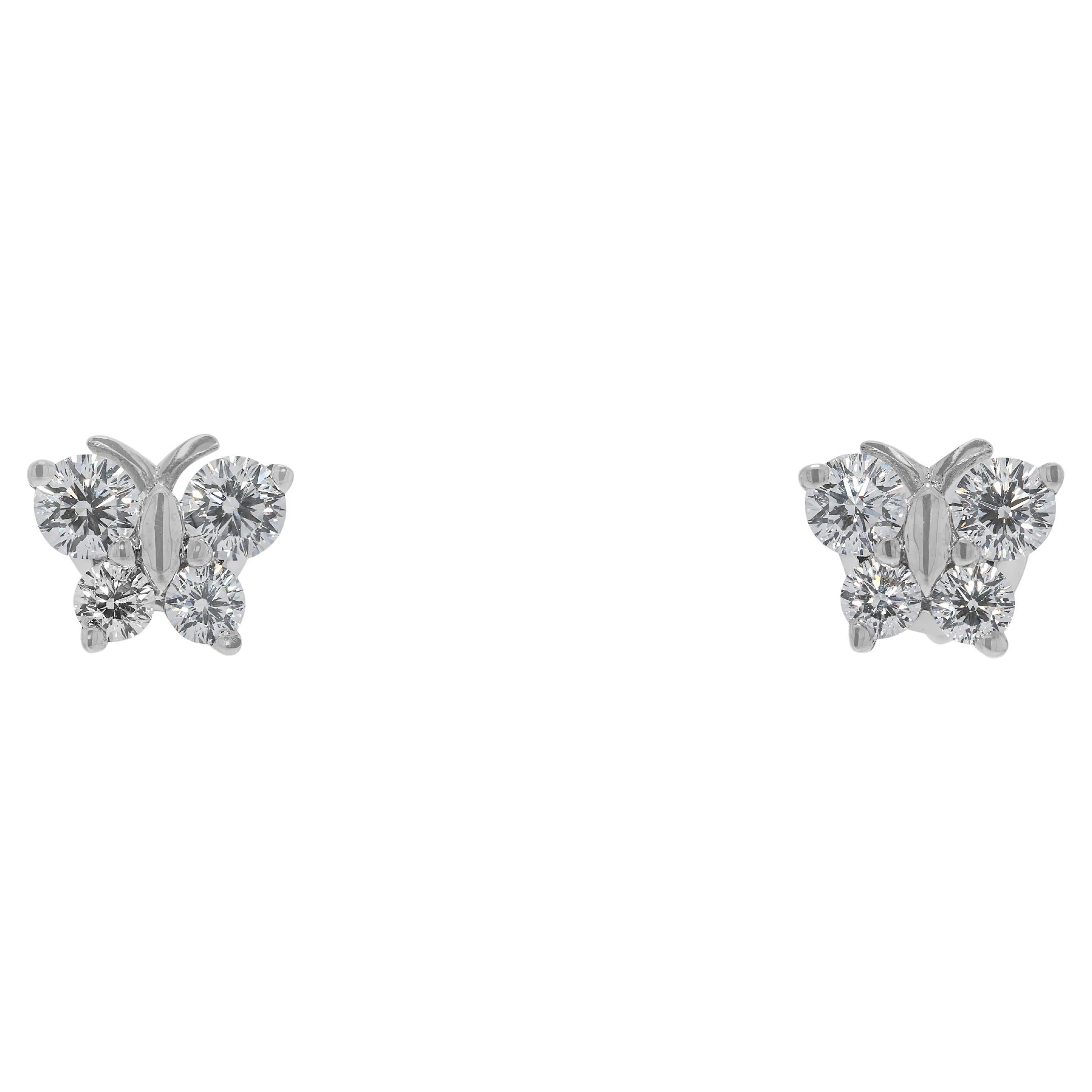 Beautiful 0.60ct Natural Diamonds Stud Earrings in 18K White Gold For Sale