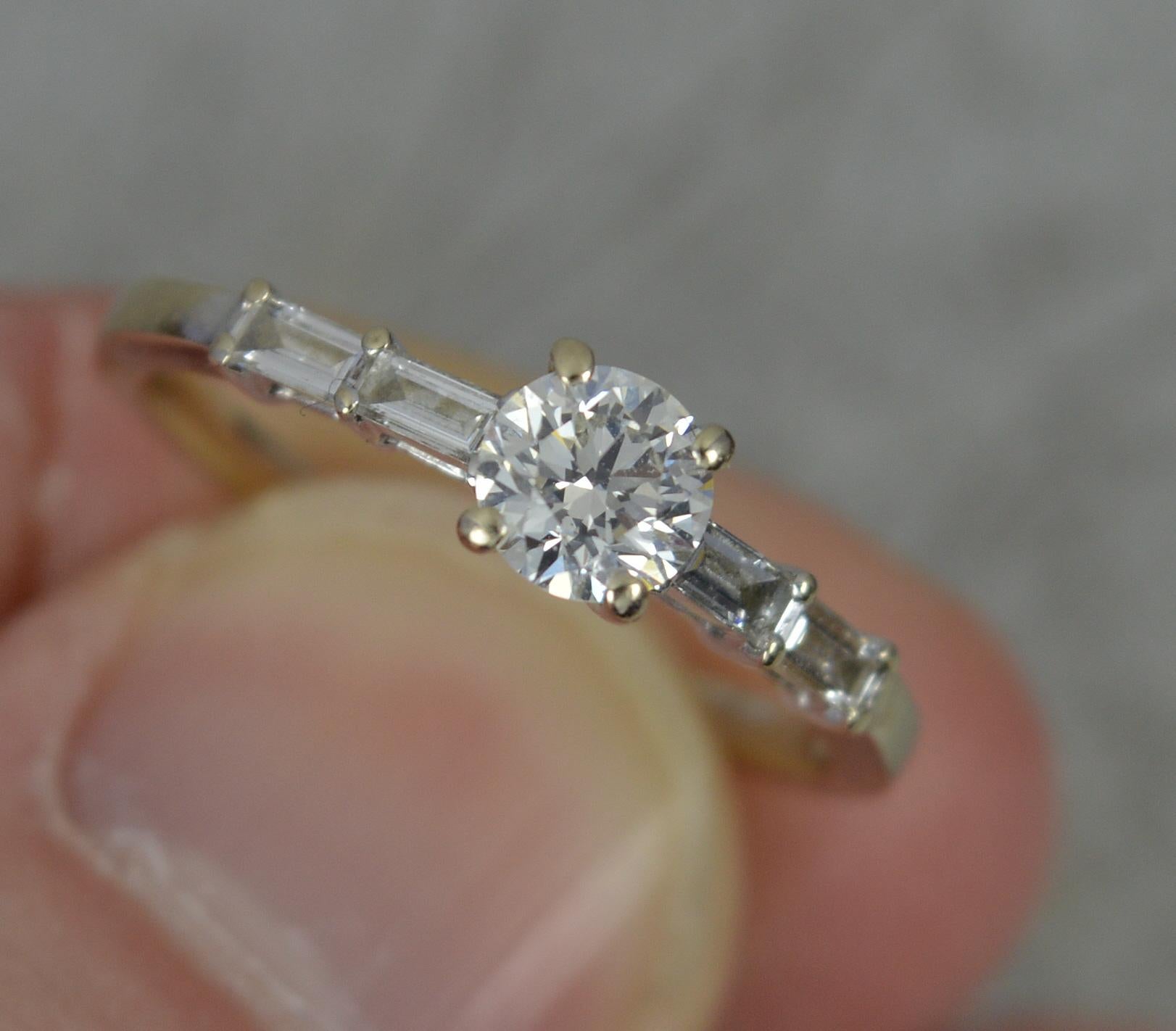 Women's Beautiful 0.65 Carat Diamond and 18 Carat White Gold Engagement Ring