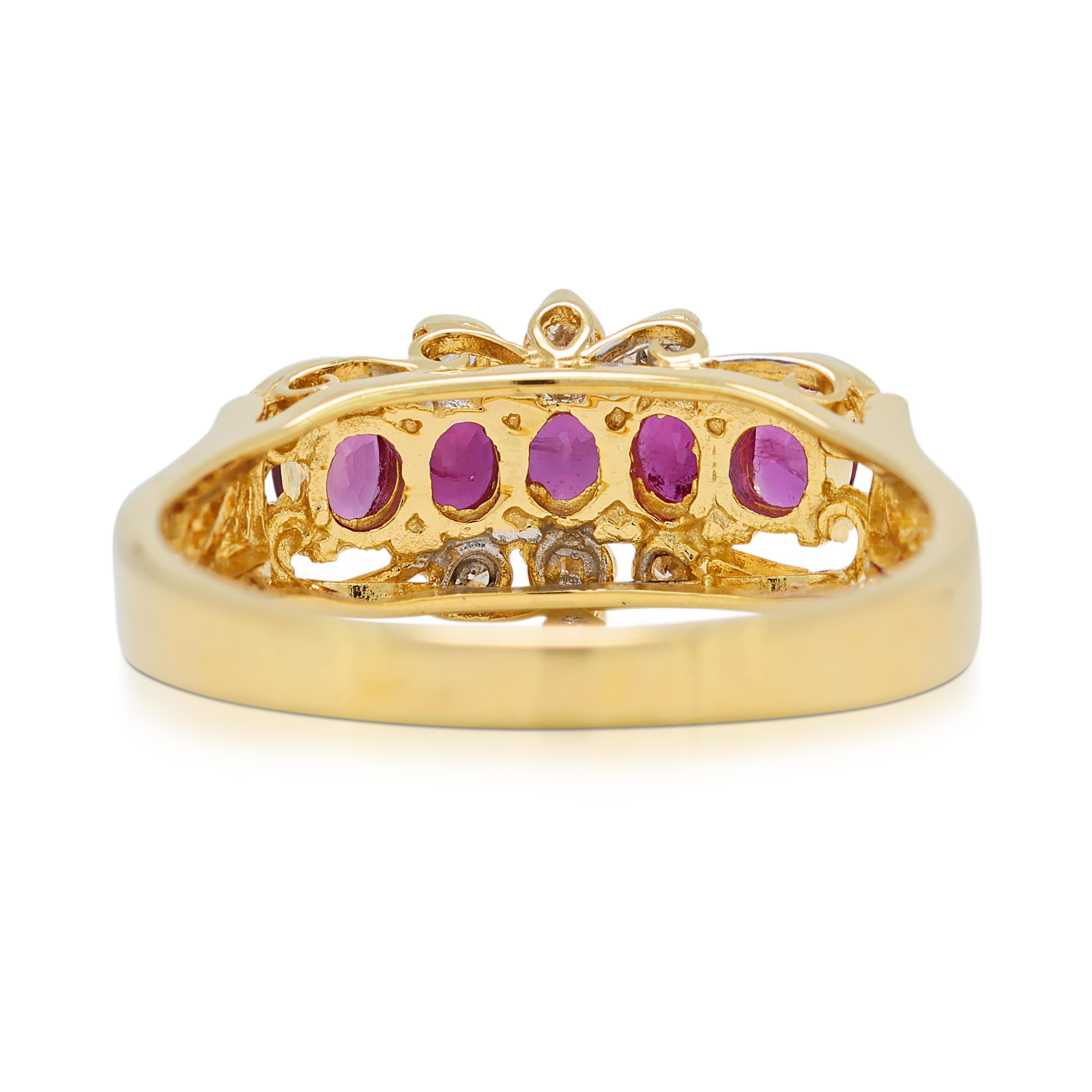 Magnifique bague en or jaune 18 carats avec rubis et diamants de 0,71 carat en vente 1