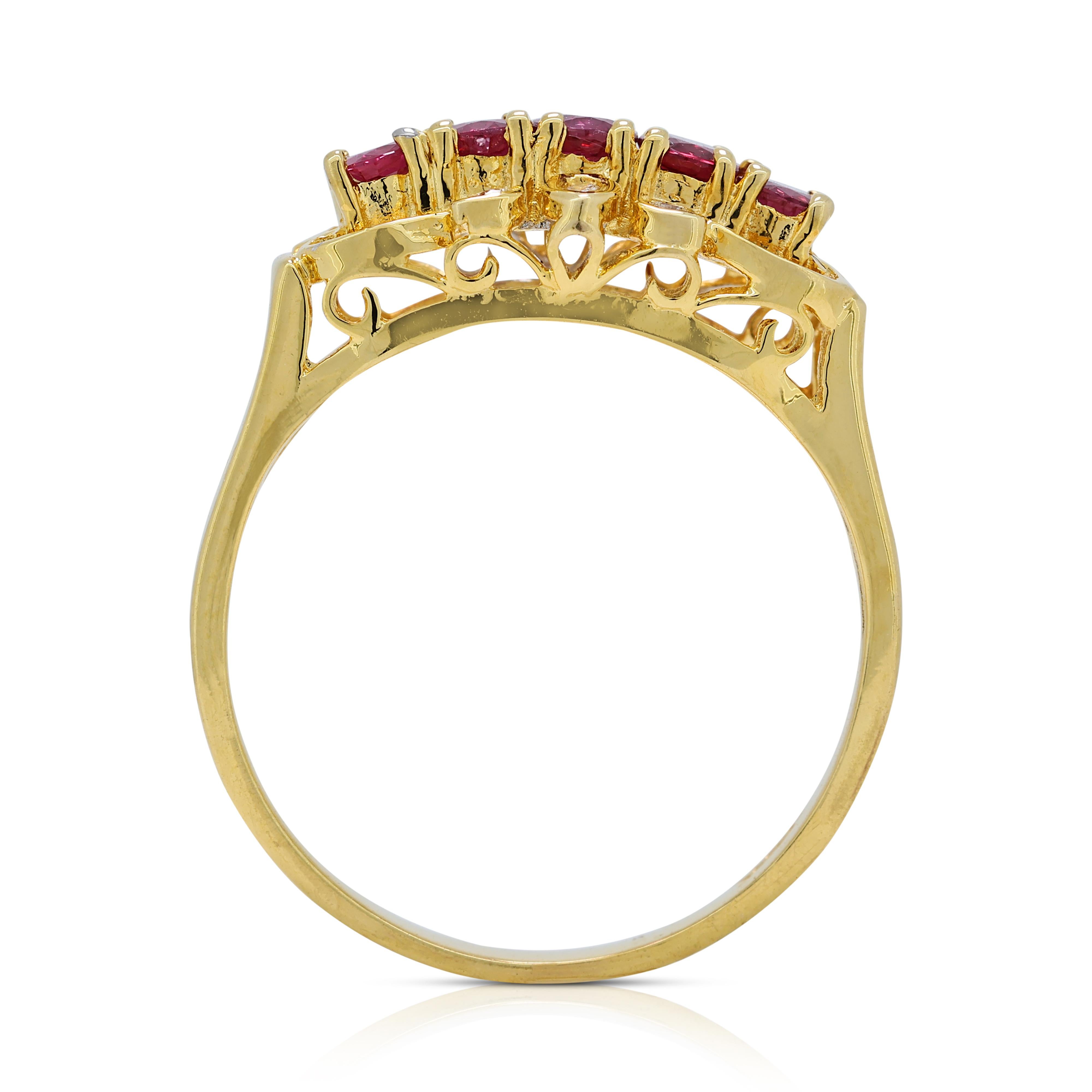 Magnifique bague en or jaune 18 carats avec rubis et diamants de 0,71 carat en vente 2