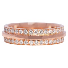 Precioso anillo con pavé de diamantes naturales de 0,75 quilates en oro rosa de 18 quilates