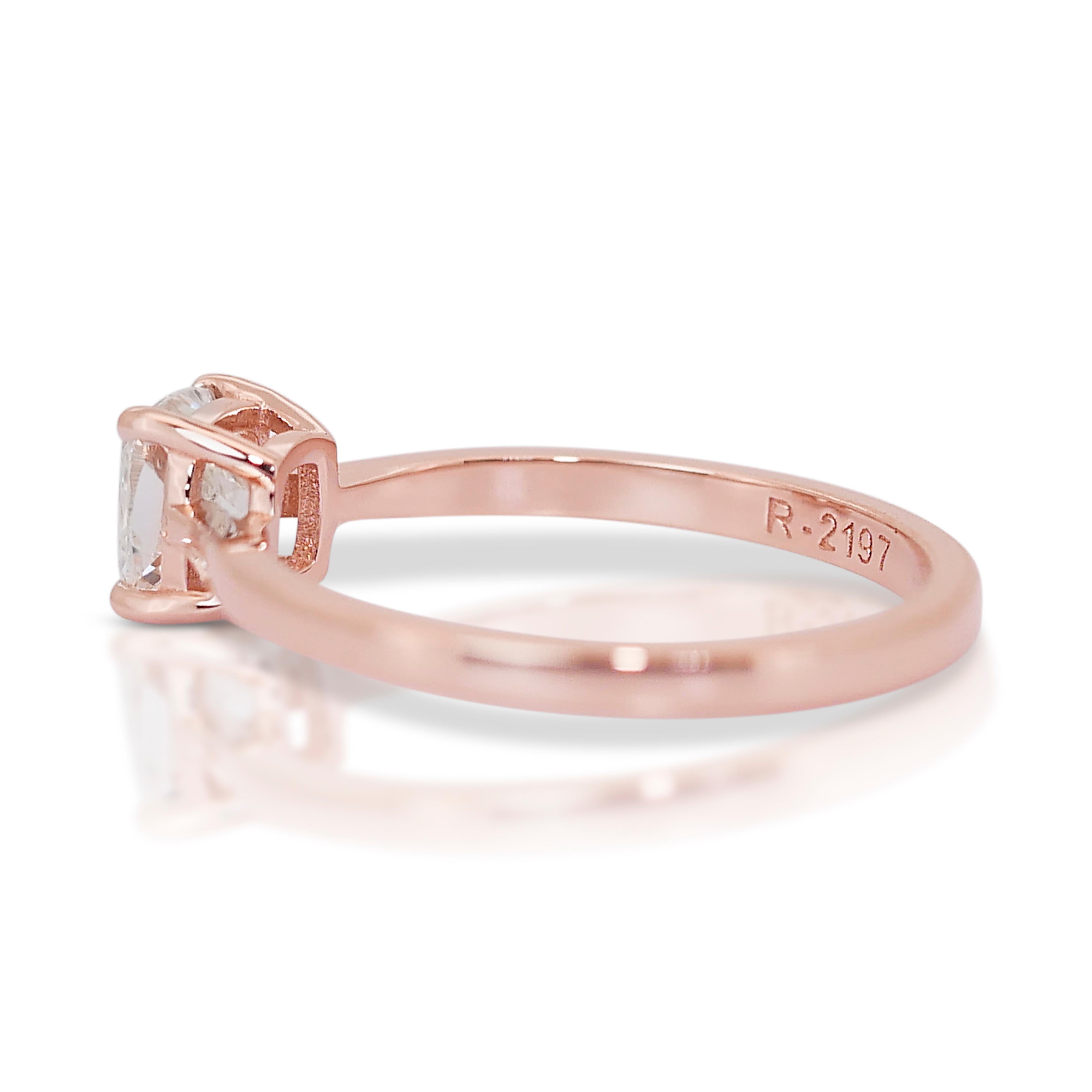 Schöner 0,90ct Diamant Solitär Ring in 18k Rose Gold - GIA zertifiziert (Kissenschliff) im Angebot