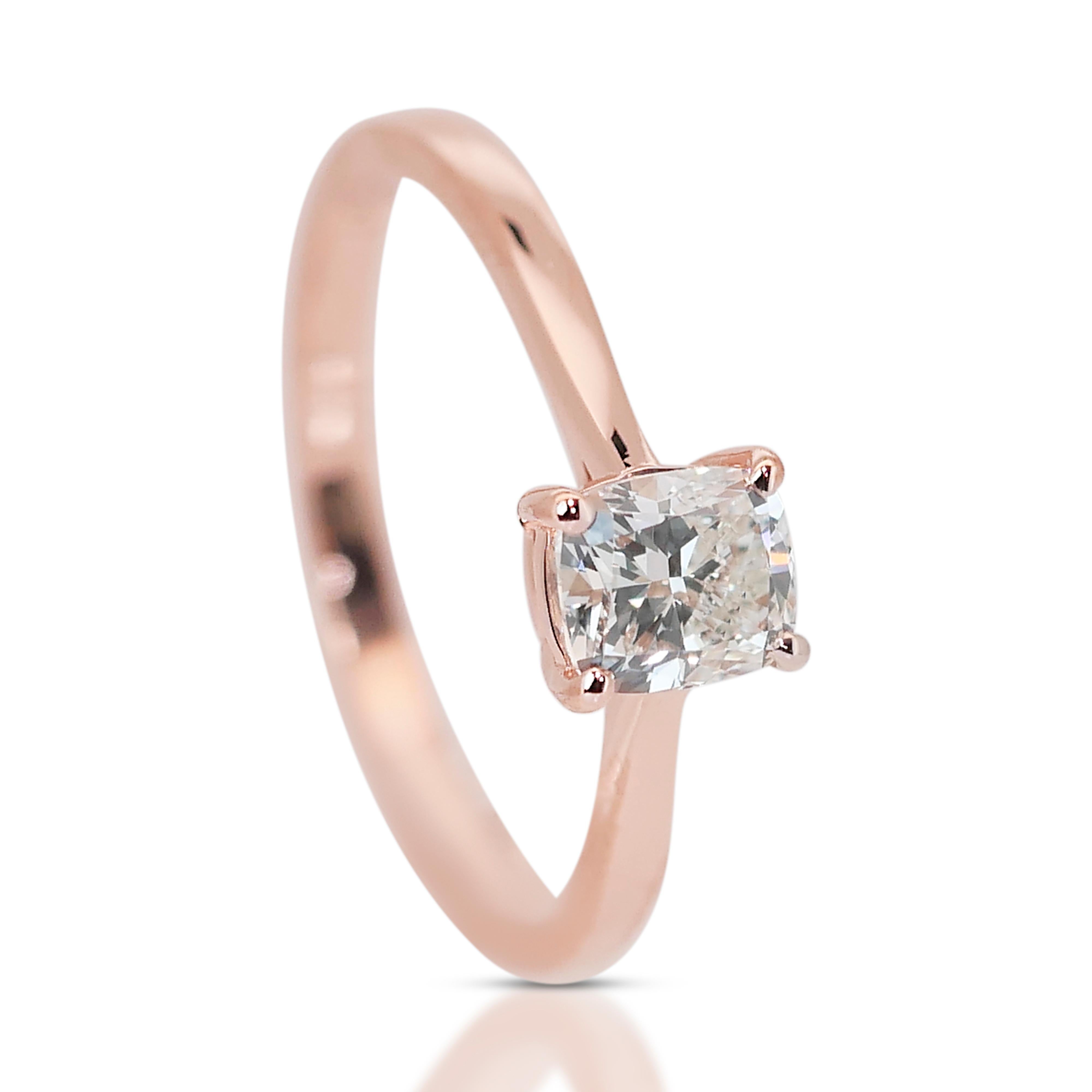 Schöner 0,90ct Diamant Solitär Ring in 18k Rose Gold - GIA zertifiziert im Zustand „Neu“ im Angebot in רמת גן, IL